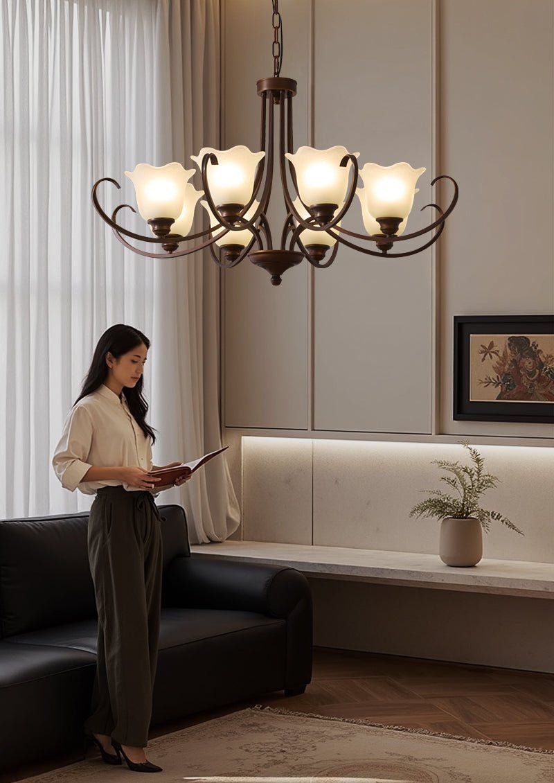 Nydorisra Elegance Vintage Floral żyrandol ze szkła