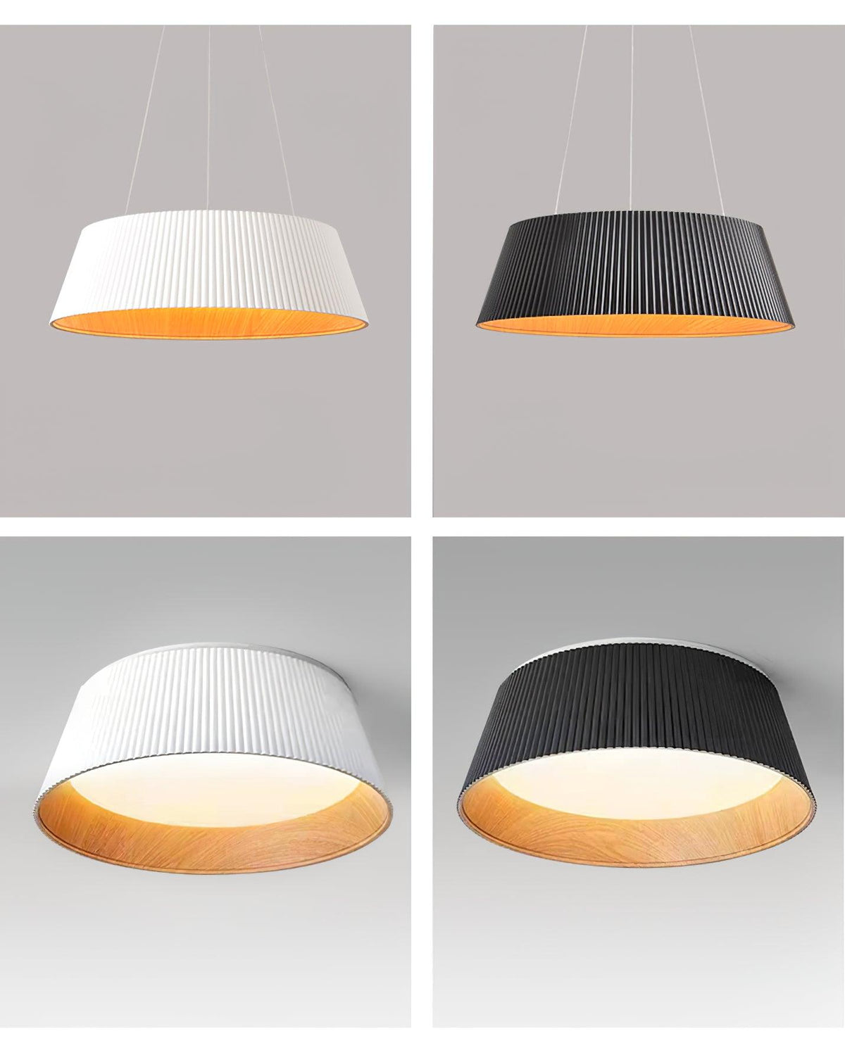 Rineia lampa sufitowa w kształcie bębna z żebrami drewniana elegancka nowoczesna