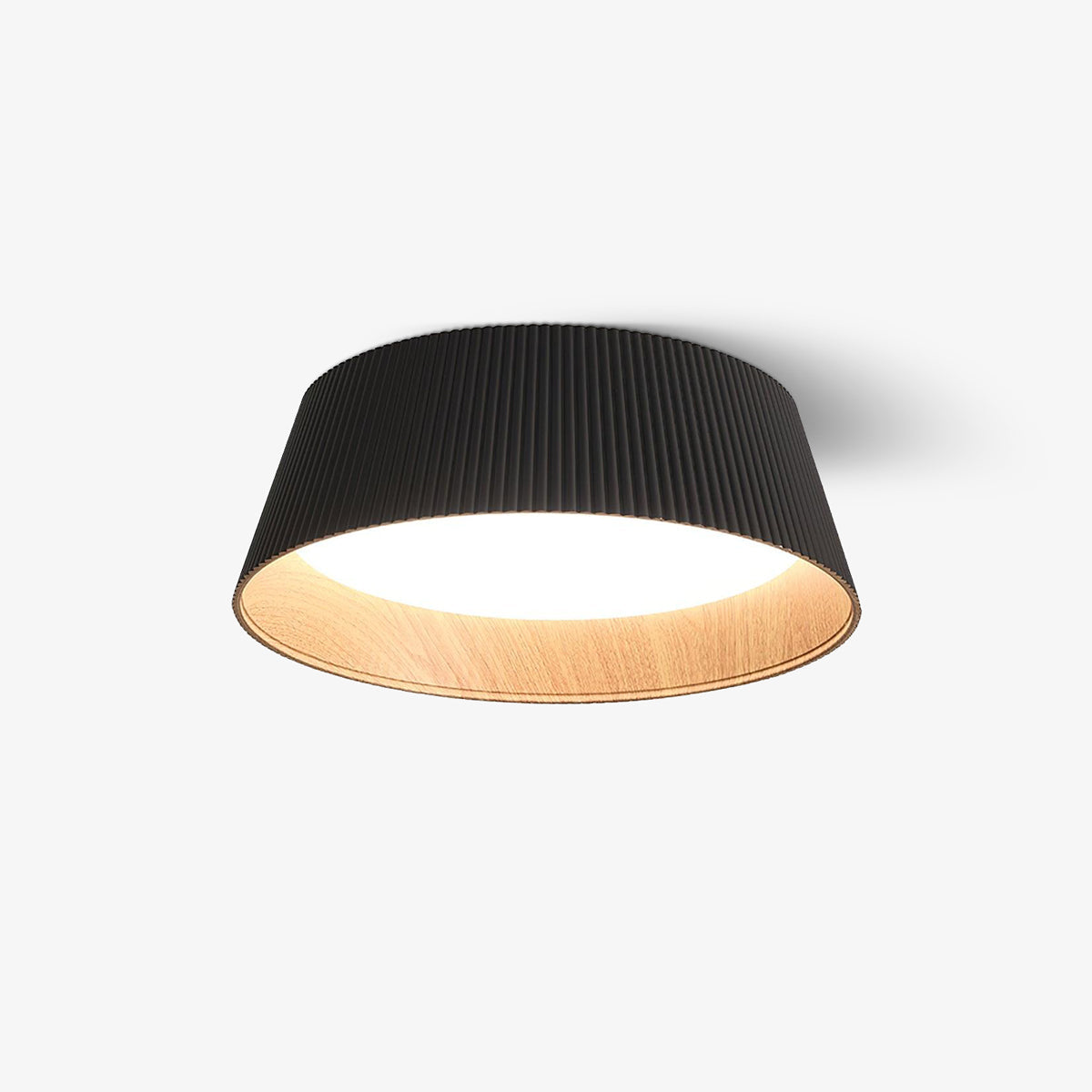 Rineia lampa sufitowa w kształcie bębna z żebrami drewniana elegancka nowoczesna