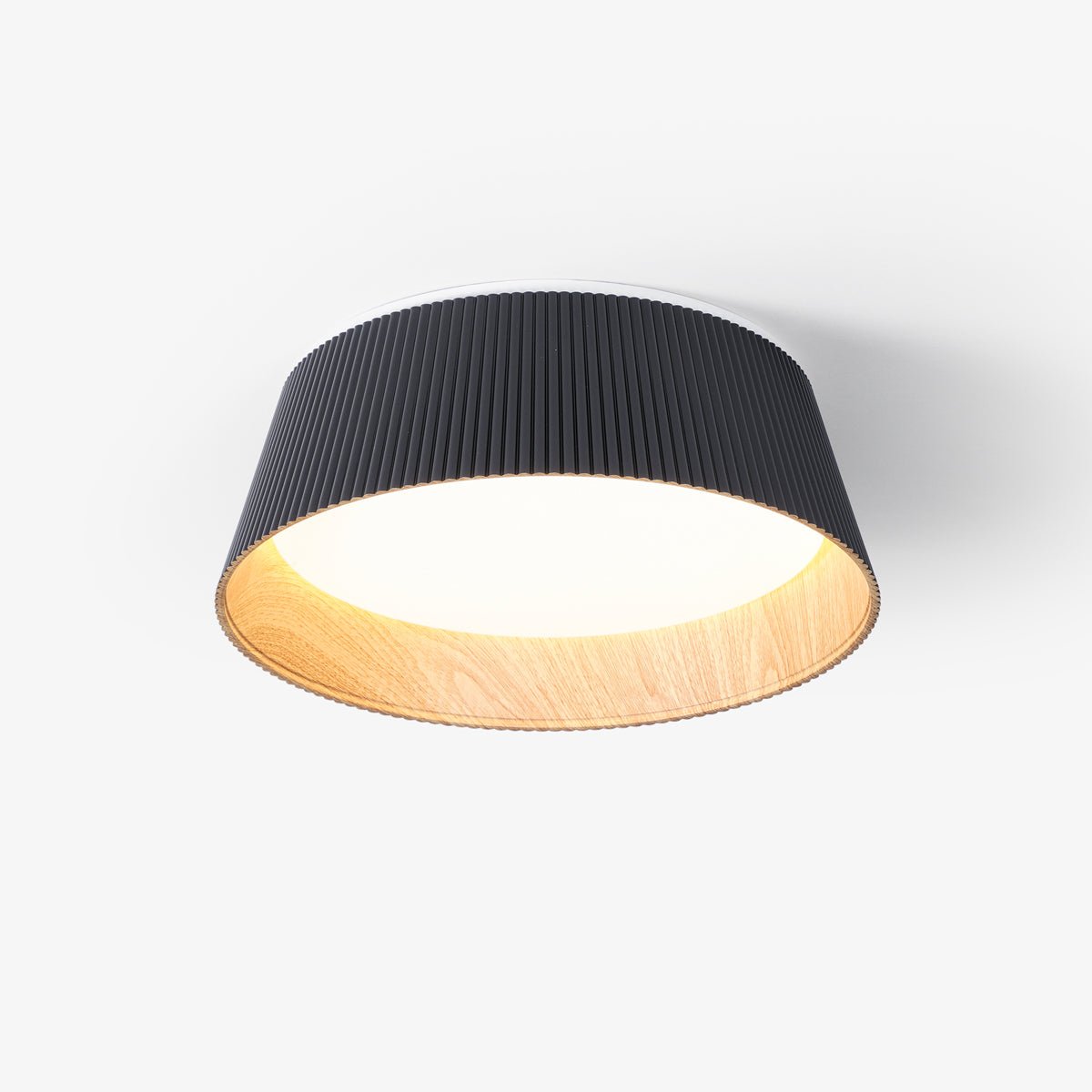 Rineia lampa sufitowa w kształcie bębna z żebrami drewniana elegancka nowoczesna