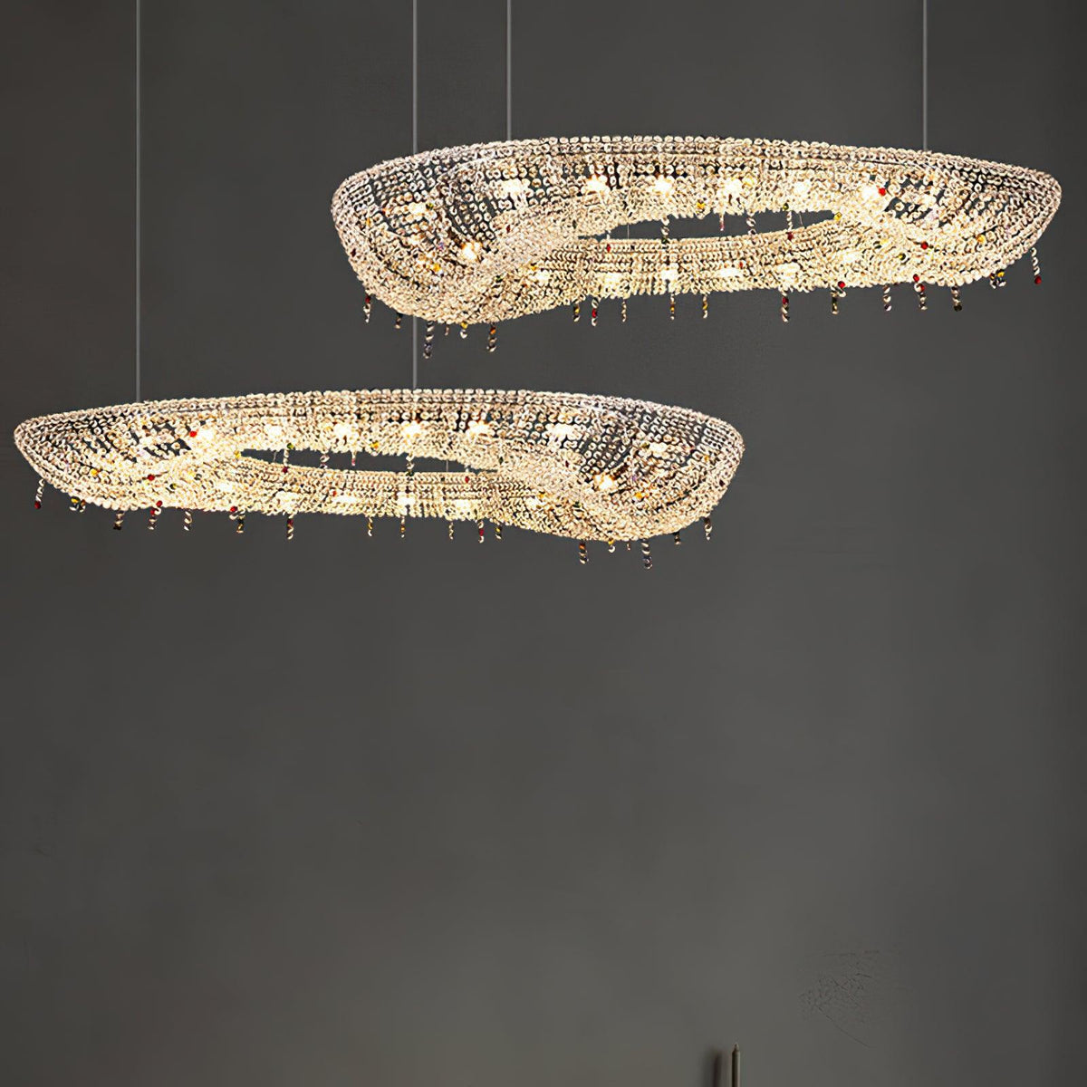 Bior ozdobna lampa wisząca ze szkła kryształowego
