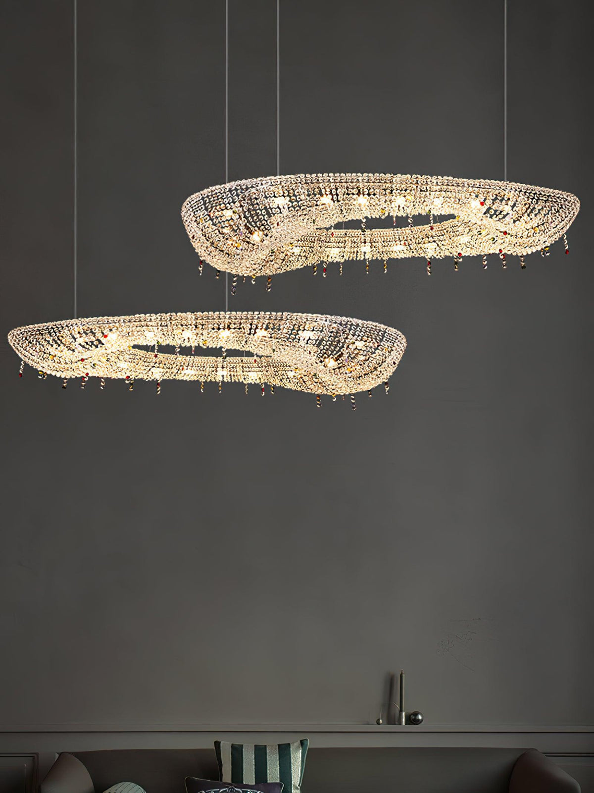 Bior ozdobna lampa wisząca ze szkła kryształowego