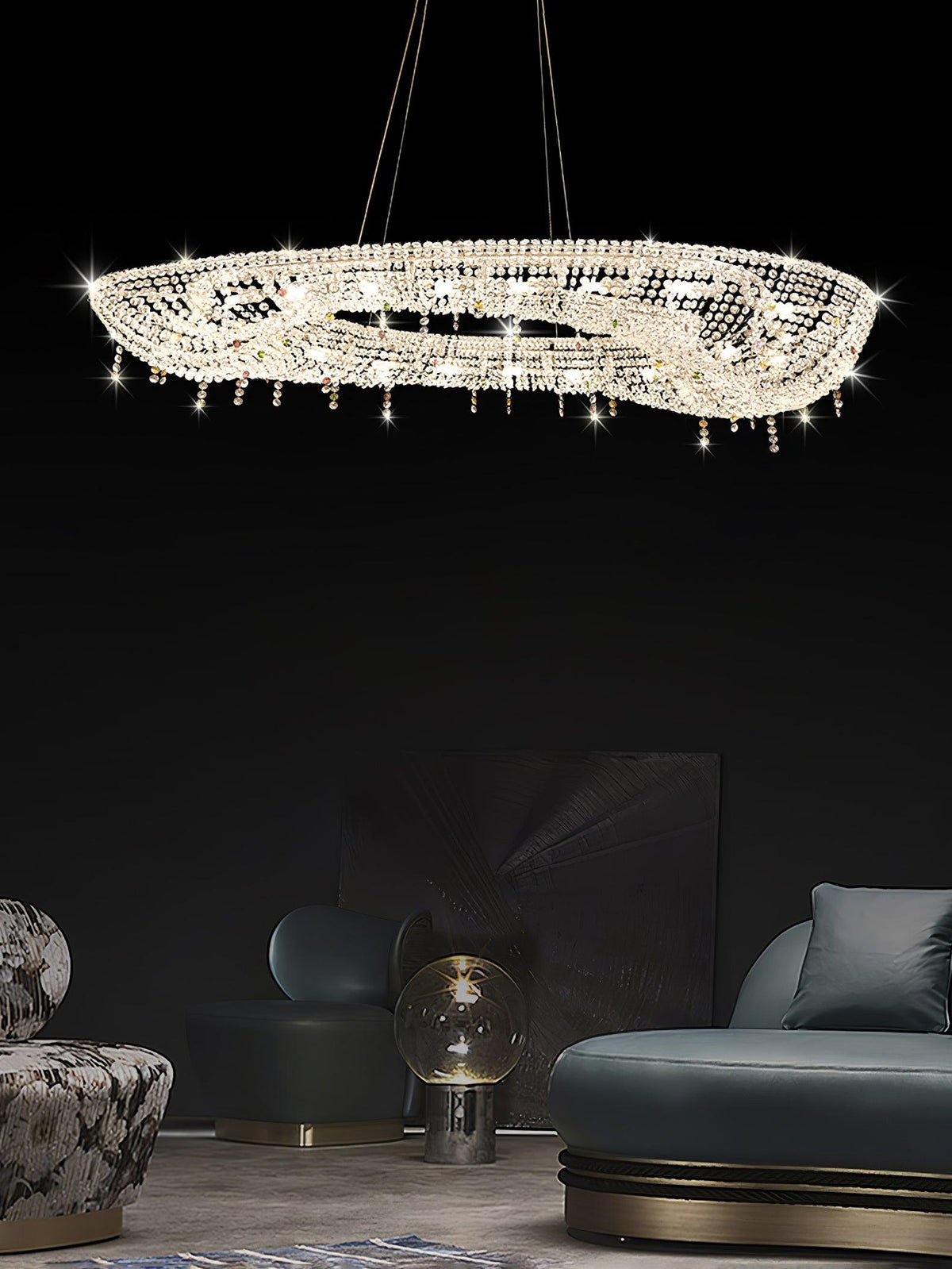 Bior ozdobna lampa wisząca ze szkła kryształowego