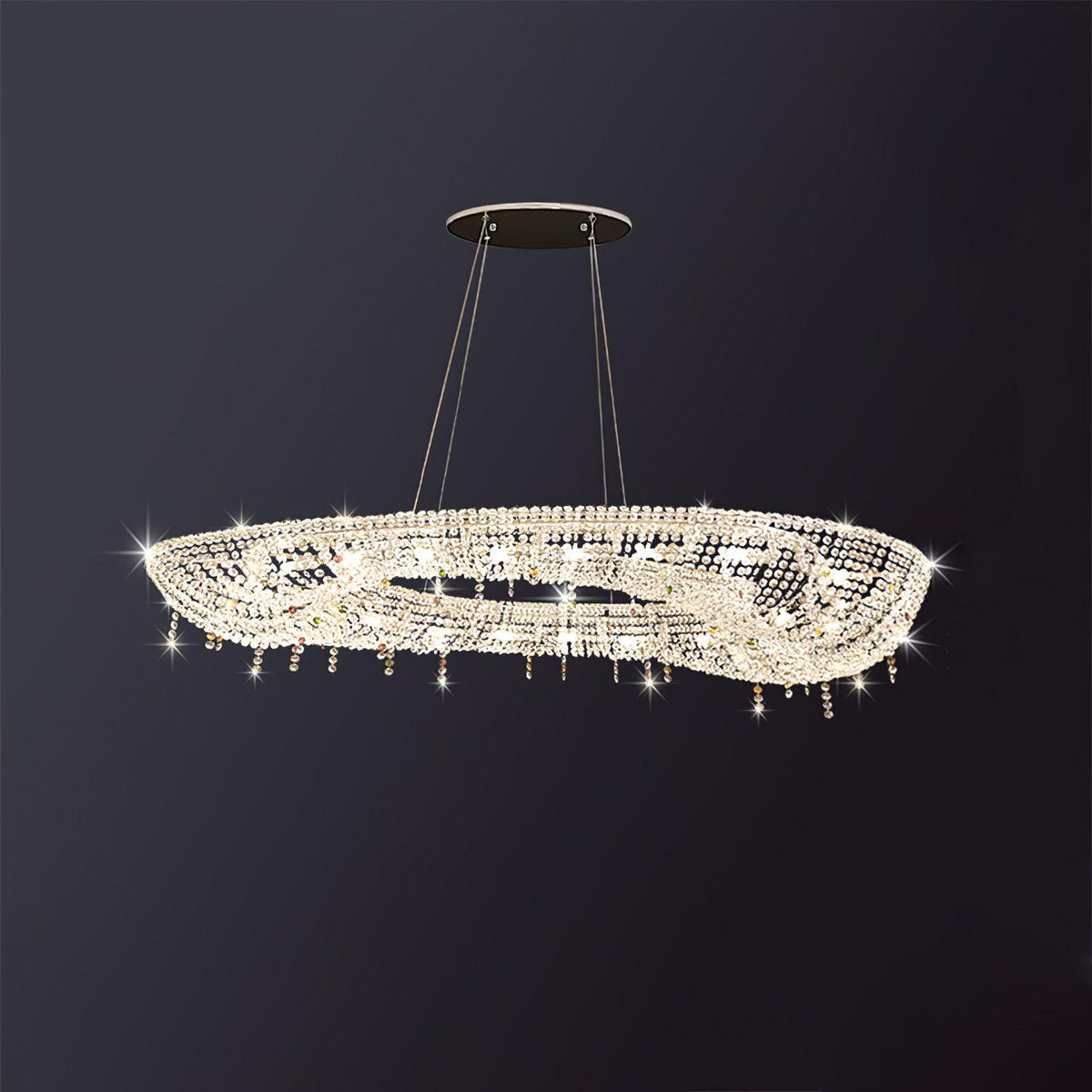 Bior ozdobna lampa wisząca ze szkła kryształowego
