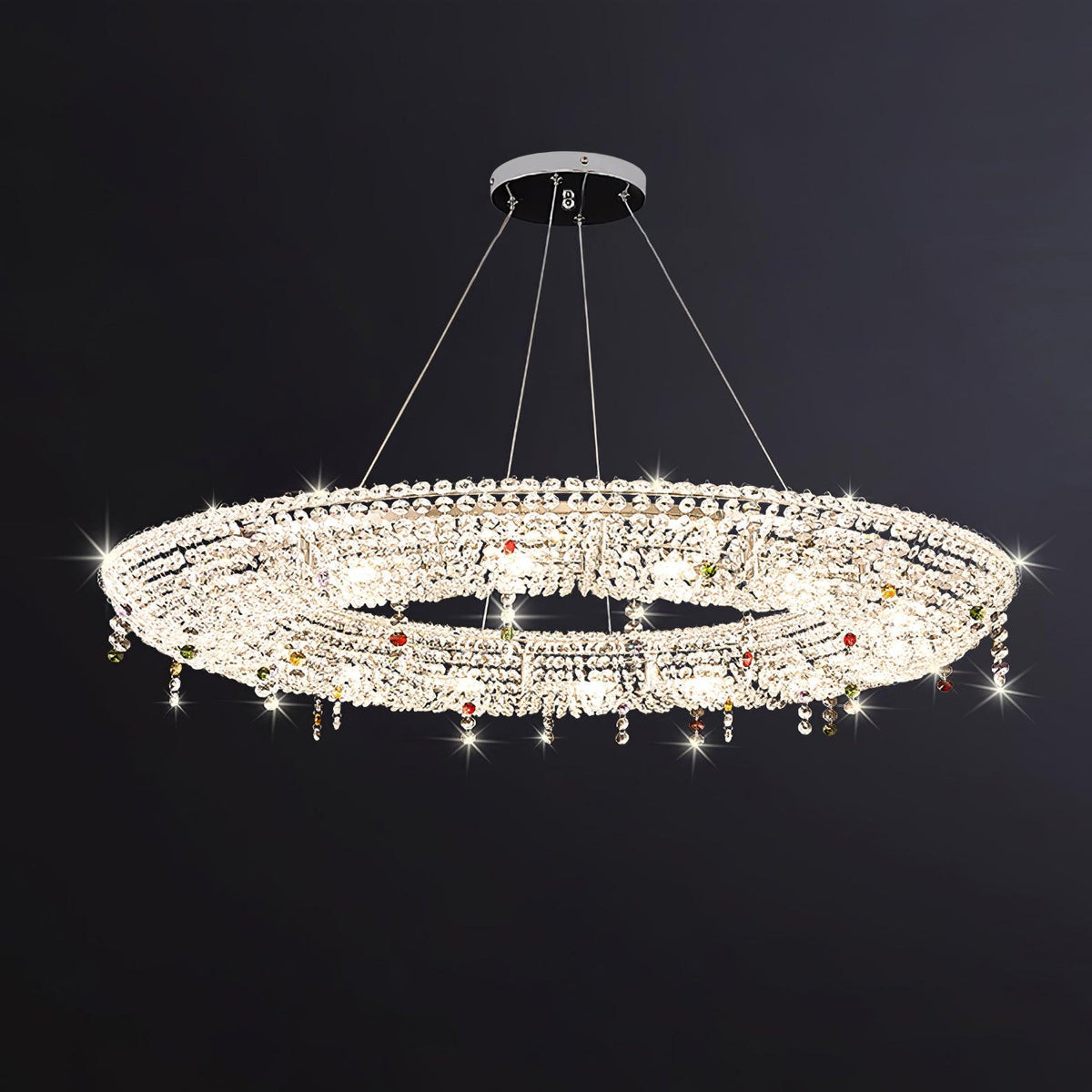 Bior ozdobna lampa wisząca ze szkła kryształowego
