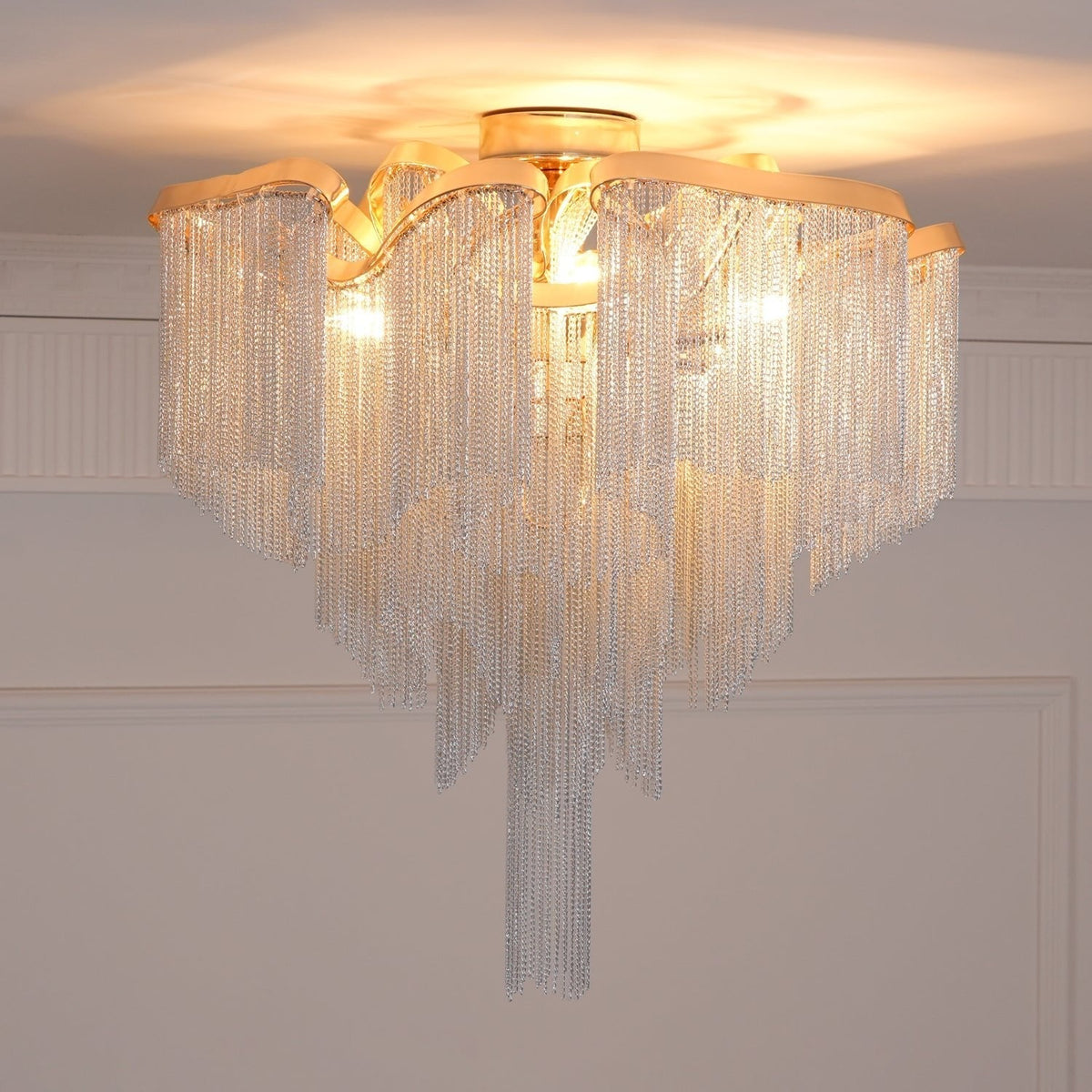 Mevrin lampa sufitowa nowoczesna z frędzlami Art Deco