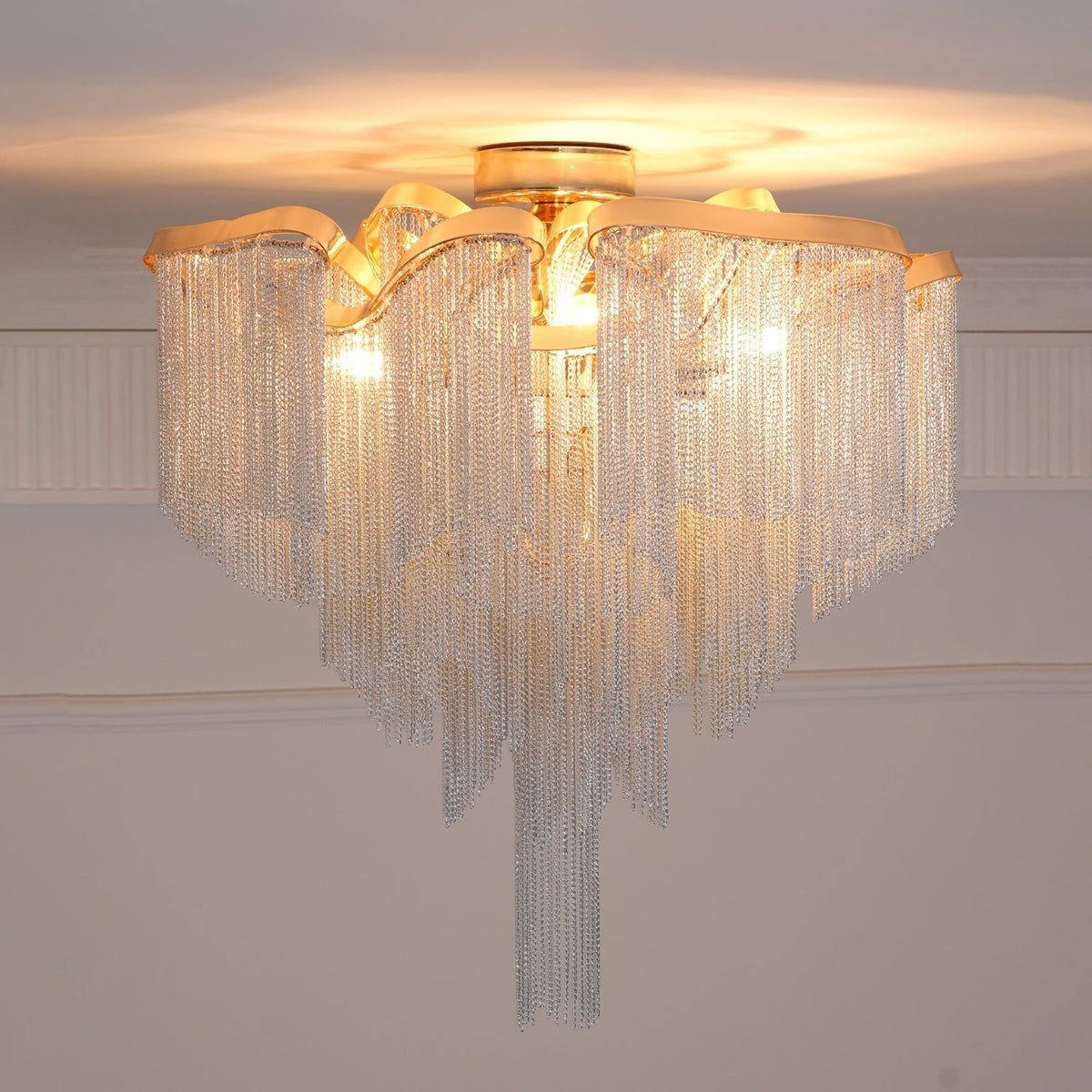 Mevrin lampa sufitowa nowoczesna z frędzlami Art Deco