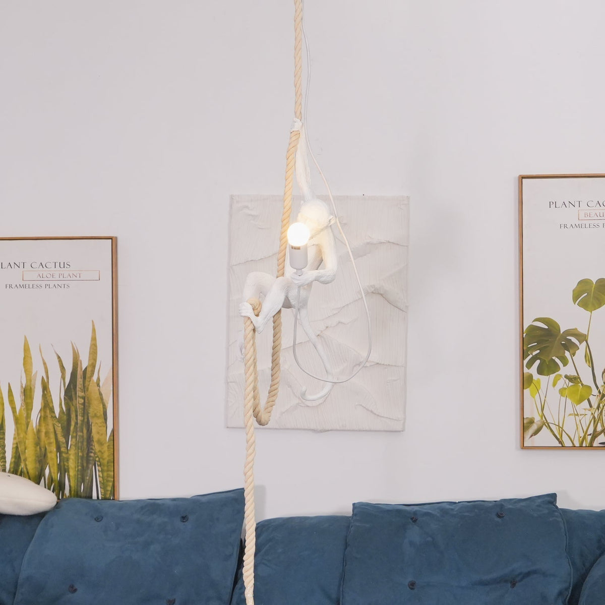 Epiran artystyczna lampa wisząca z płóciennego sznurka w kolorze białym