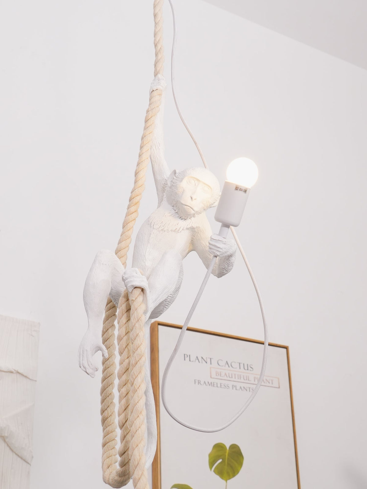 Epiran artystyczna lampa wisząca z płóciennego sznurka w kolorze białym