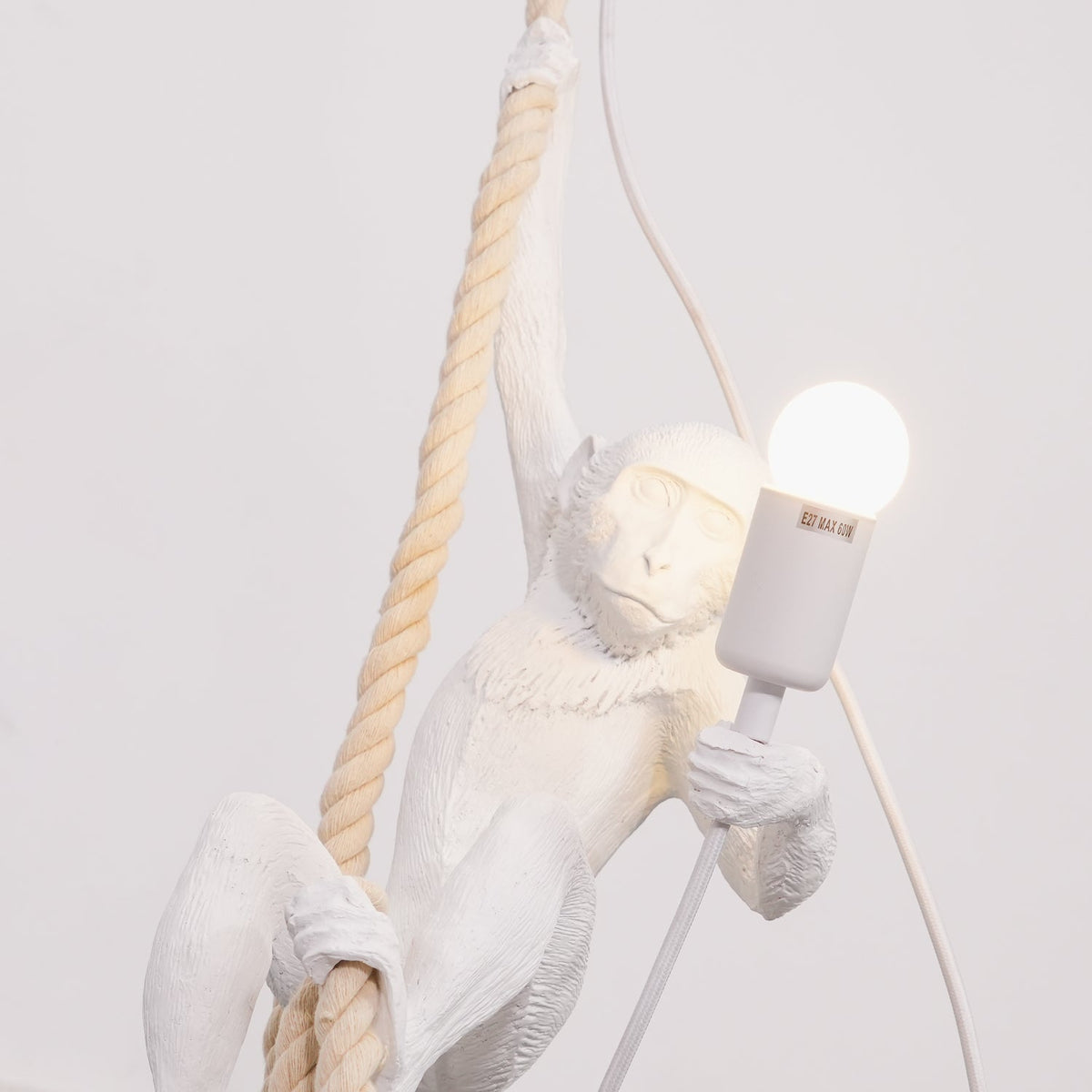 Epiran artystyczna lampa wisząca z płóciennego sznurka w kolorze białym