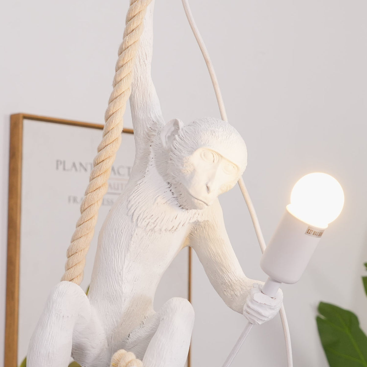 Epiran artystyczna lampa wisząca z płóciennego sznurka w kolorze białym