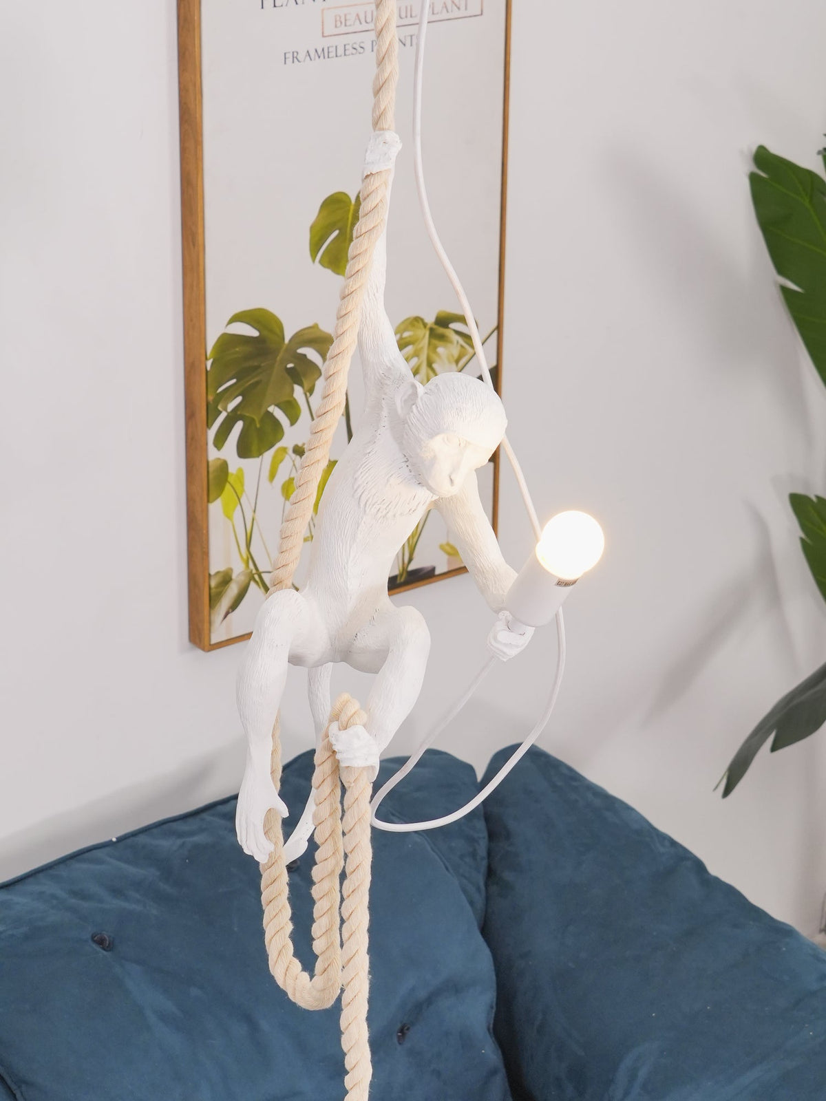 Epiran artystyczna lampa wisząca z płóciennego sznurka w kolorze białym