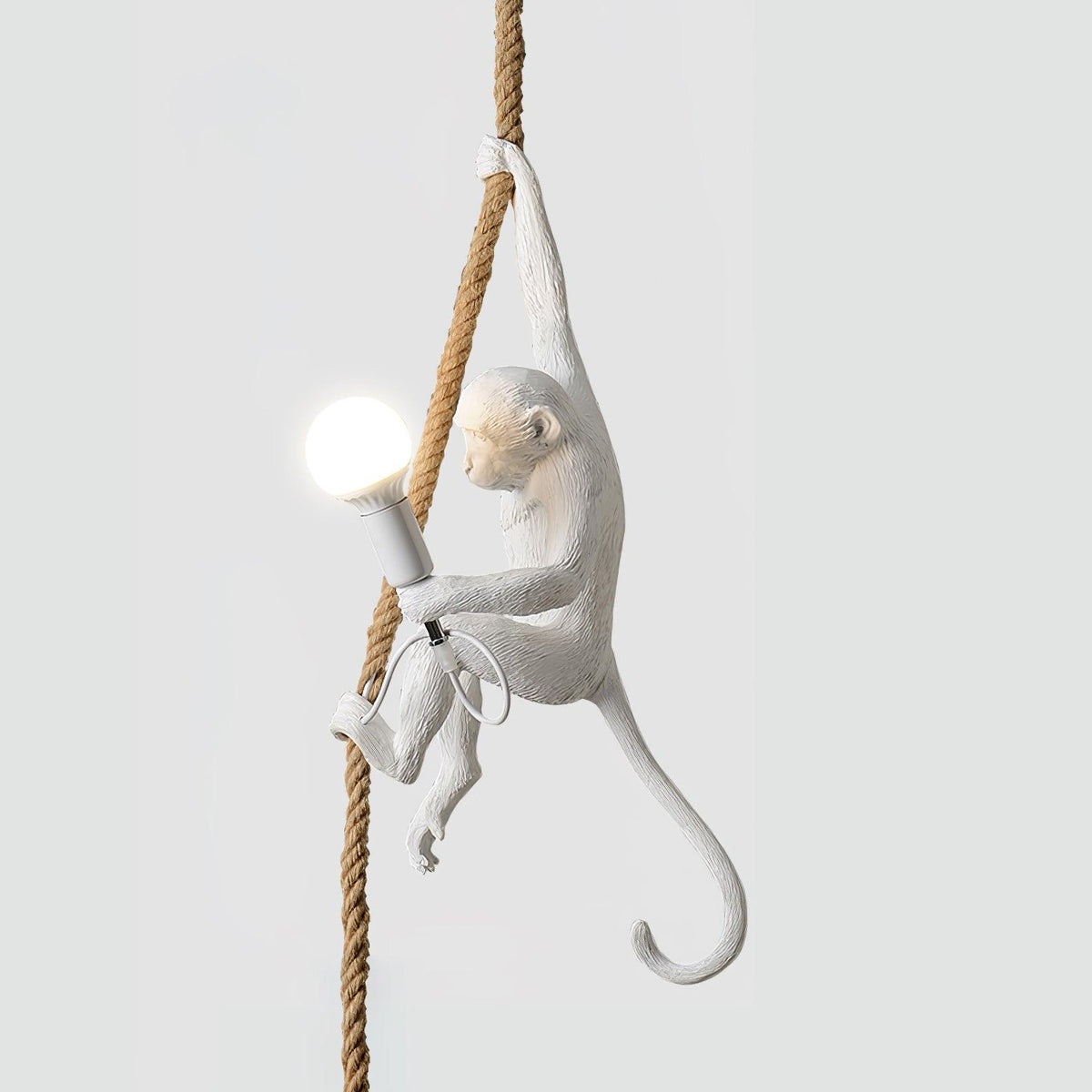 Epiran artystyczna lampa wisząca z płóciennego sznurka w kolorze białym