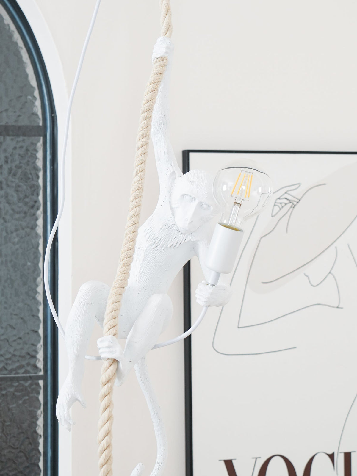 Epiran artystyczna lampa wisząca z płóciennego sznurka w kolorze białym