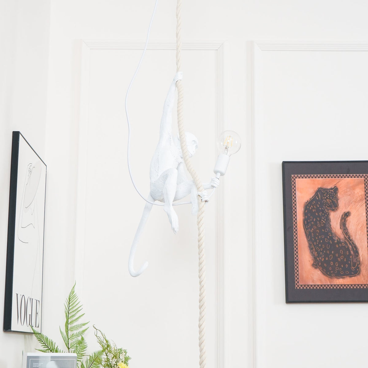 Epiran artystyczna lampa wisząca z płóciennego sznurka w kolorze białym