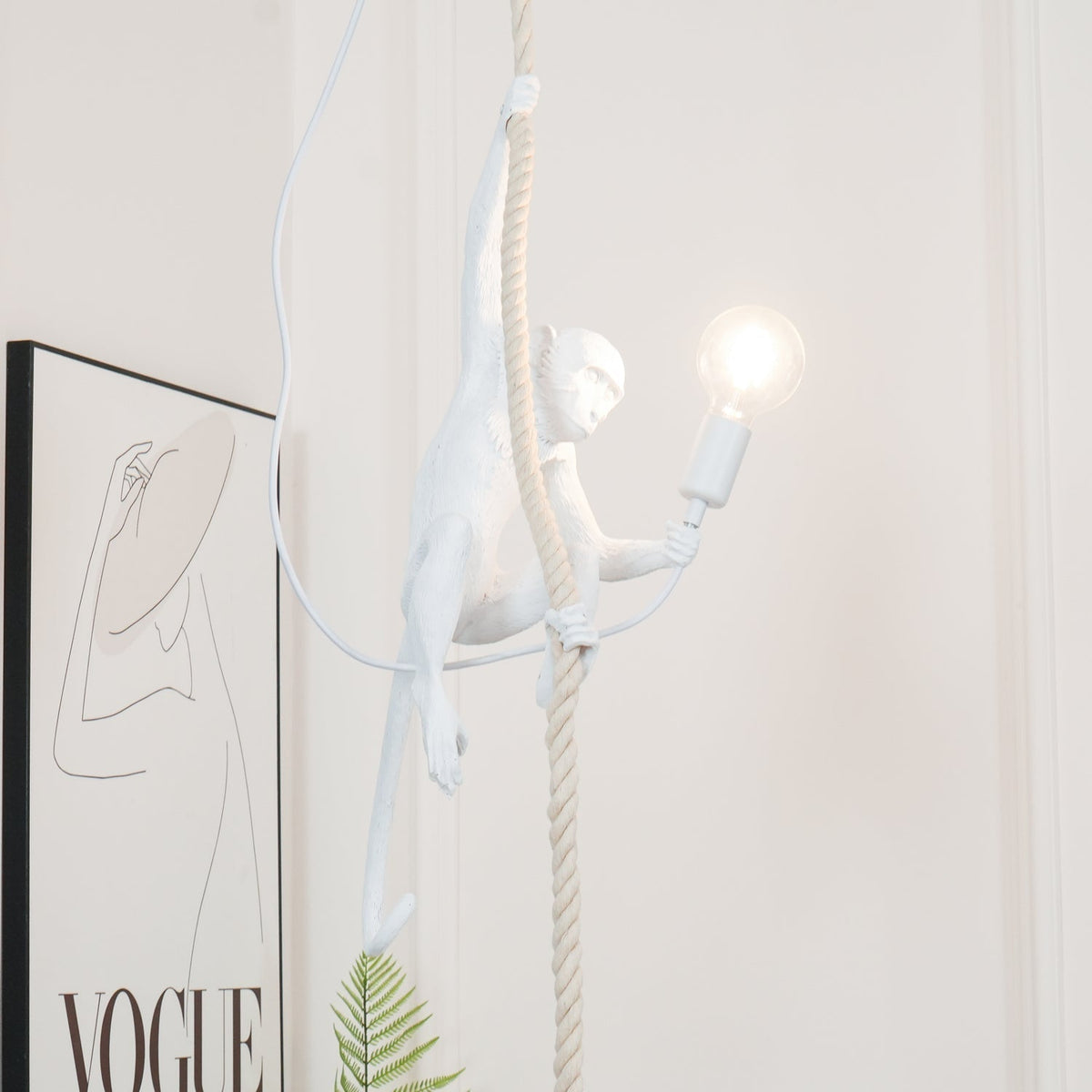 Epiran artystyczna lampa wisząca z płóciennego sznurka w kolorze białym