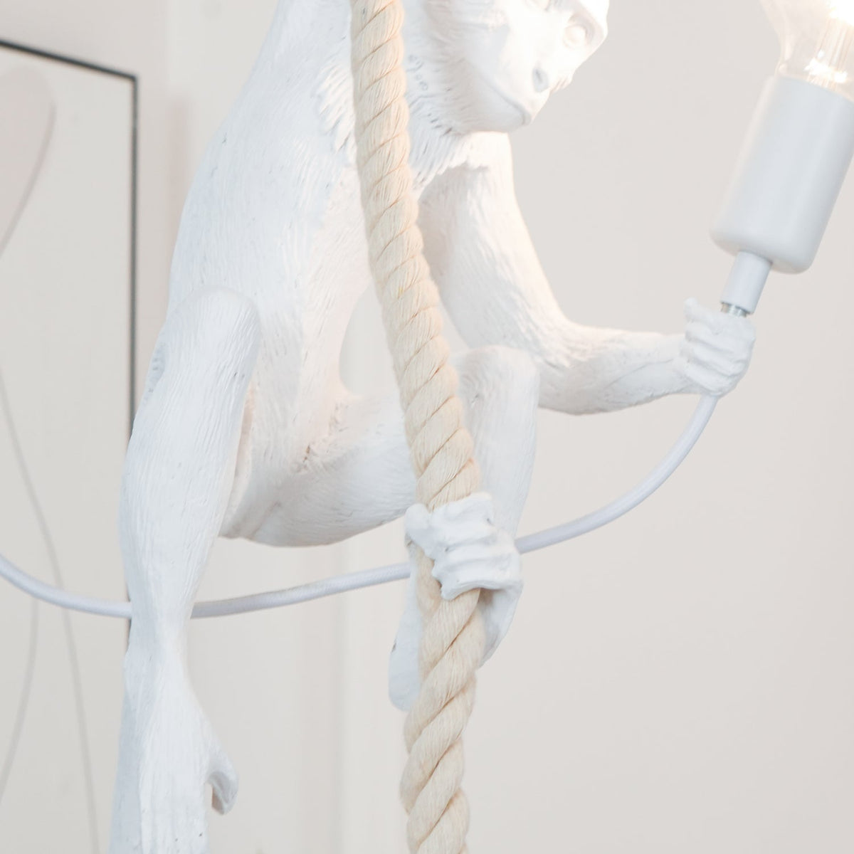 Epiran artystyczna lampa wisząca z płóciennego sznurka w kolorze białym