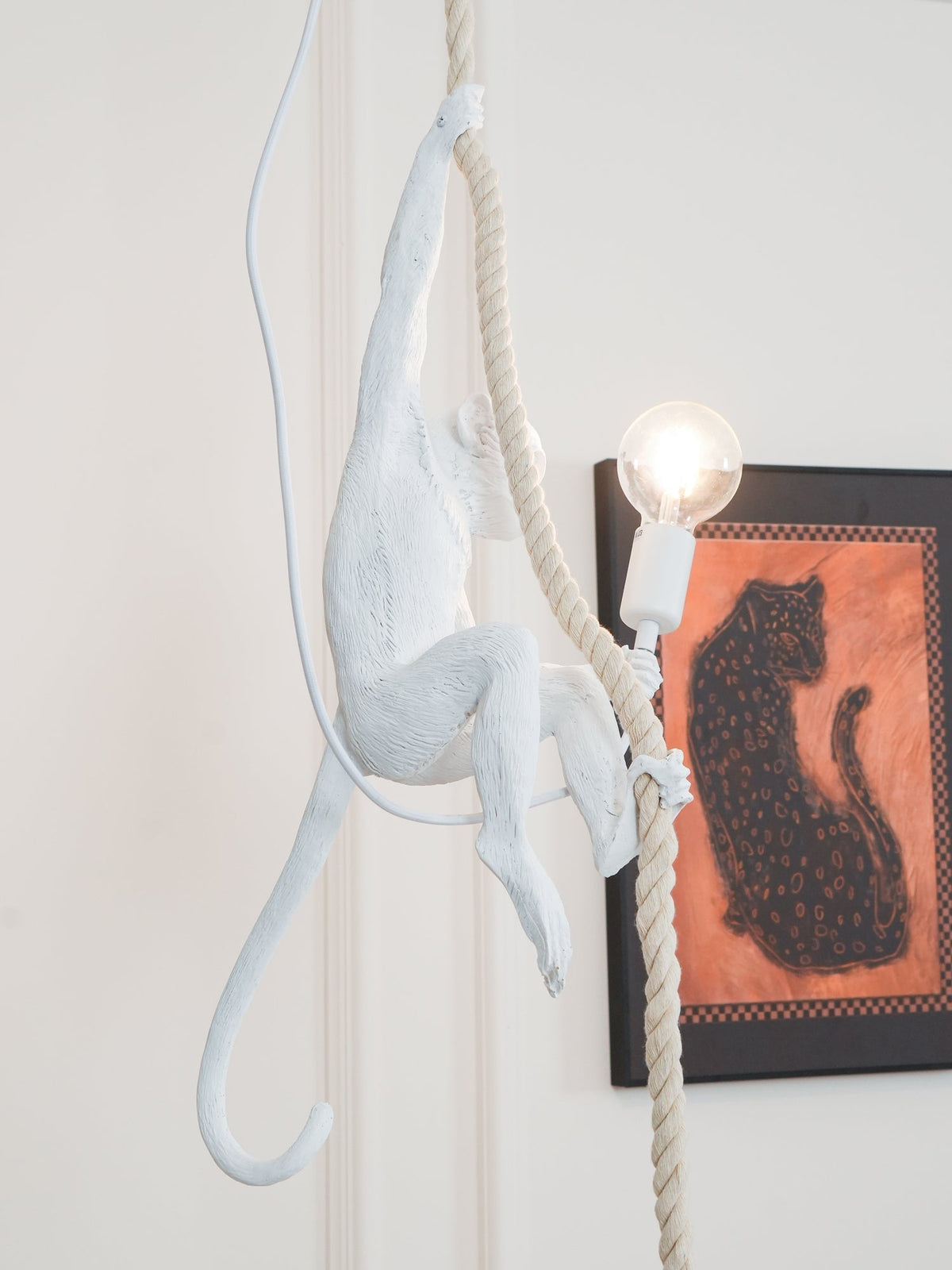 Epiran artystyczna lampa wisząca z płóciennego sznurka w kolorze białym