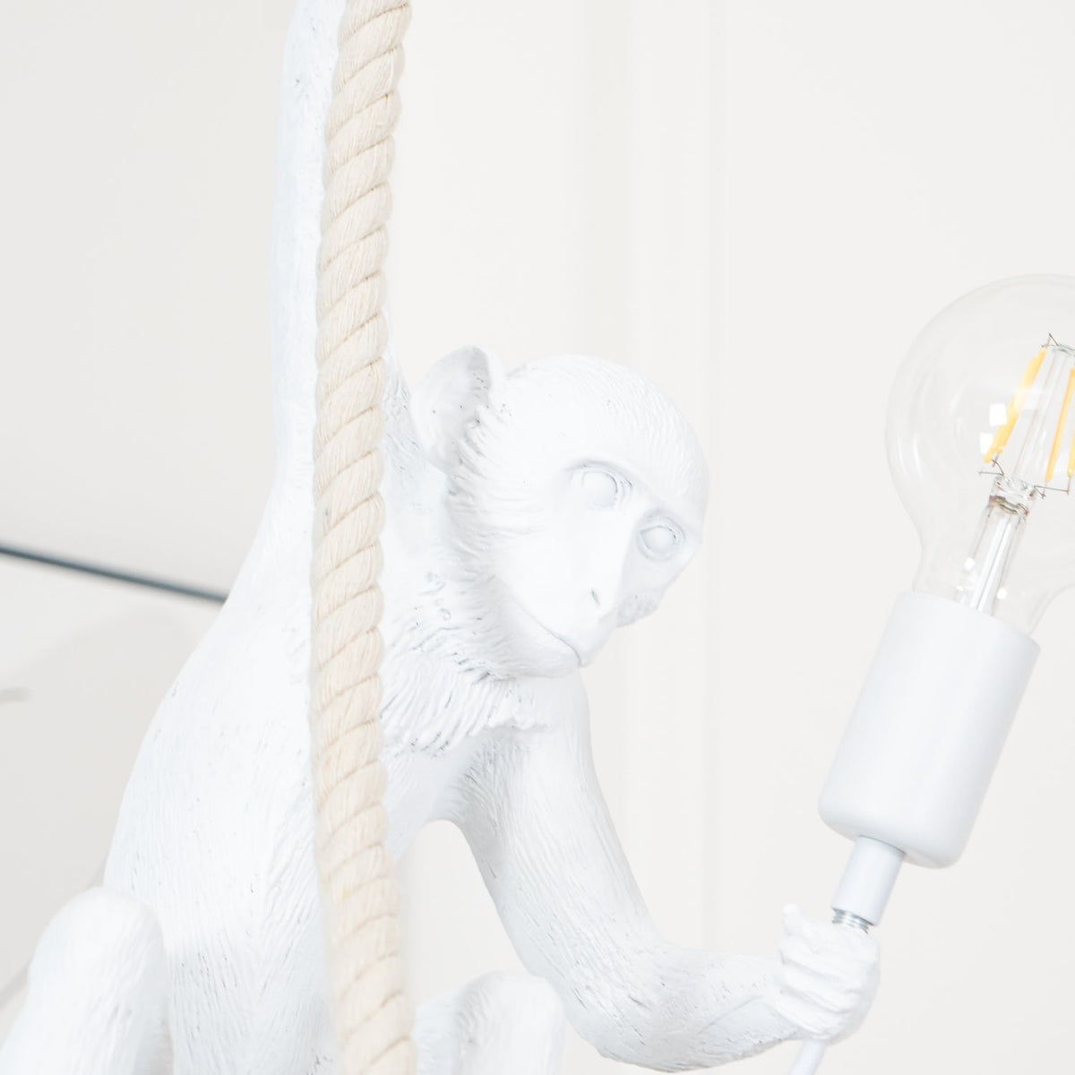 Epiran artystyczna lampa wisząca z płóciennego sznurka w kolorze białym
