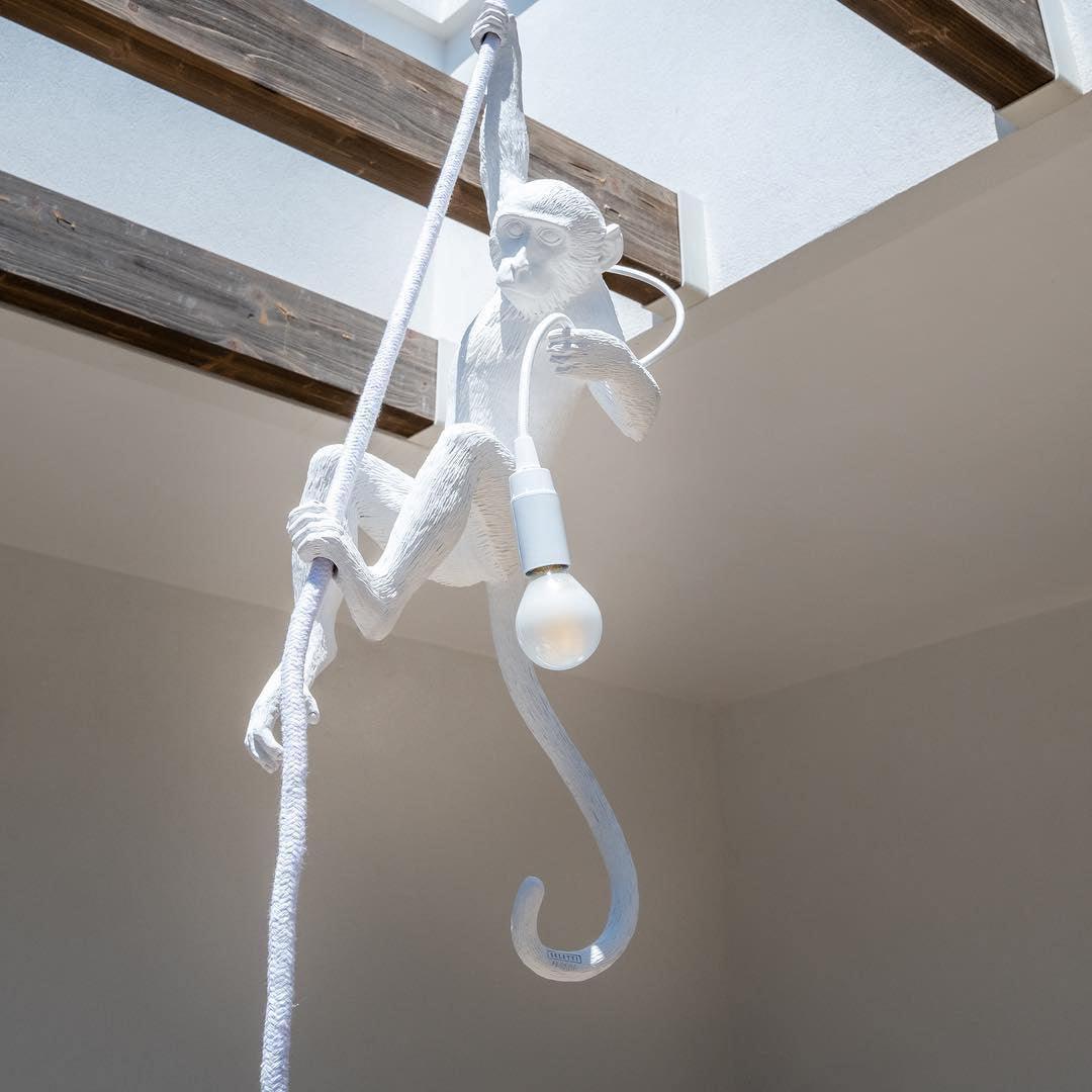 Epiran artystyczna lampa wisząca z płóciennego sznurka w kolorze białym