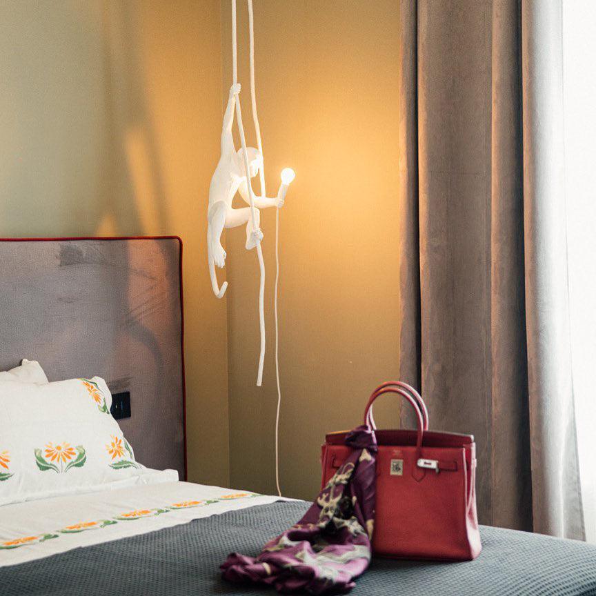 Epiran artystyczna lampa wisząca z płóciennego sznurka w kolorze białym