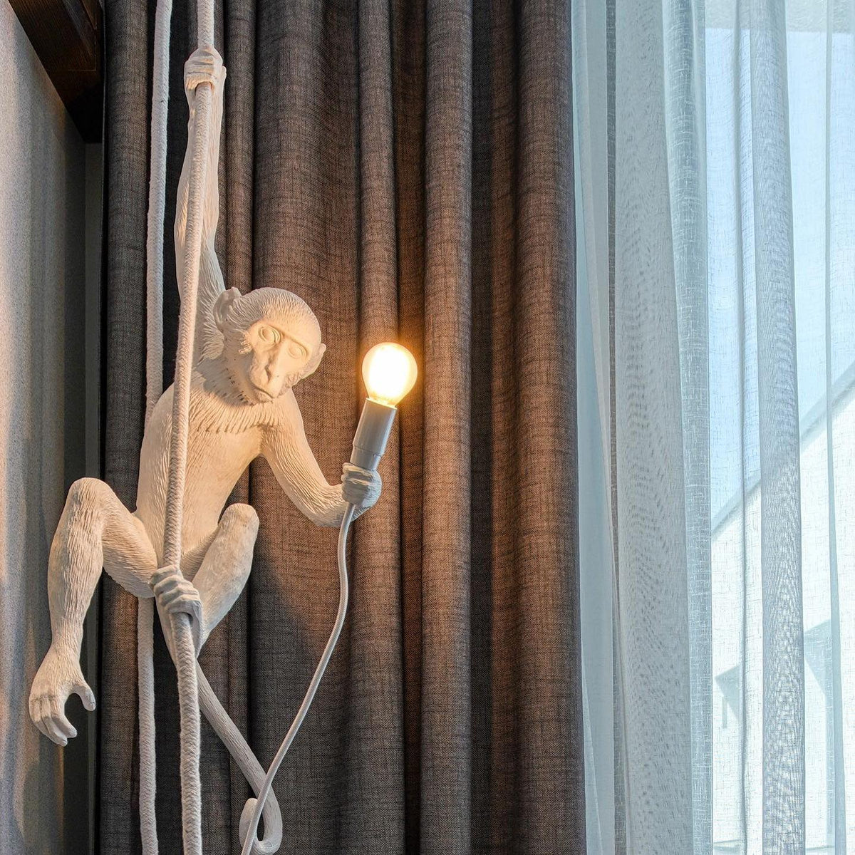 Epiran artystyczna lampa wisząca z płóciennego sznurka w kolorze białym