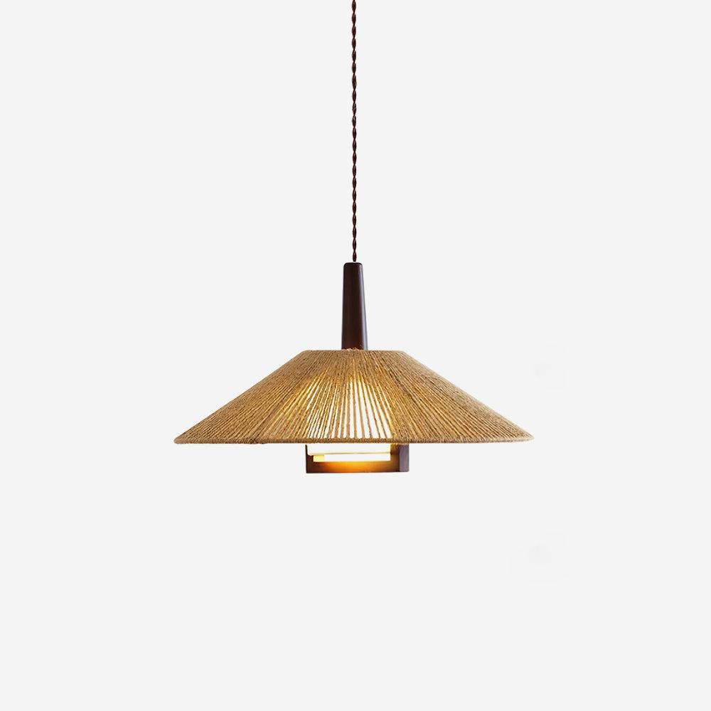 Fidoya wisząca lampa stożkowa z plecionki rattanowej