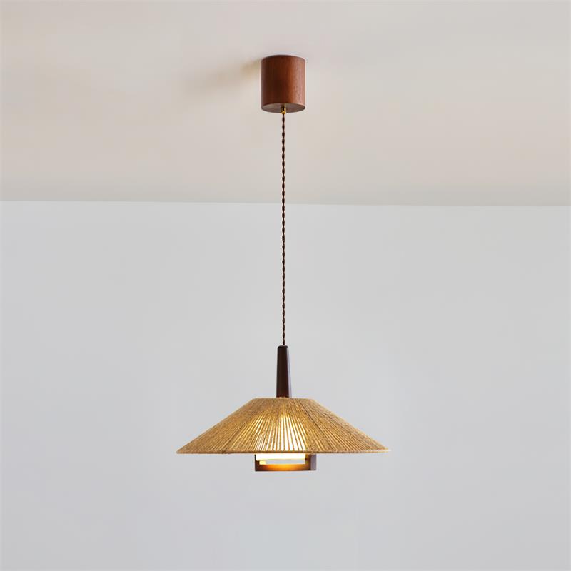 Fidoya wisząca lampa stożkowa z plecionki rattanowej