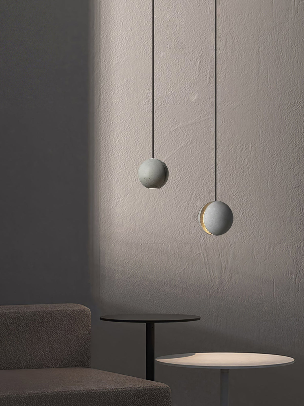 Umi lampa wisząca kula betonowa minimalistyczna industrialna