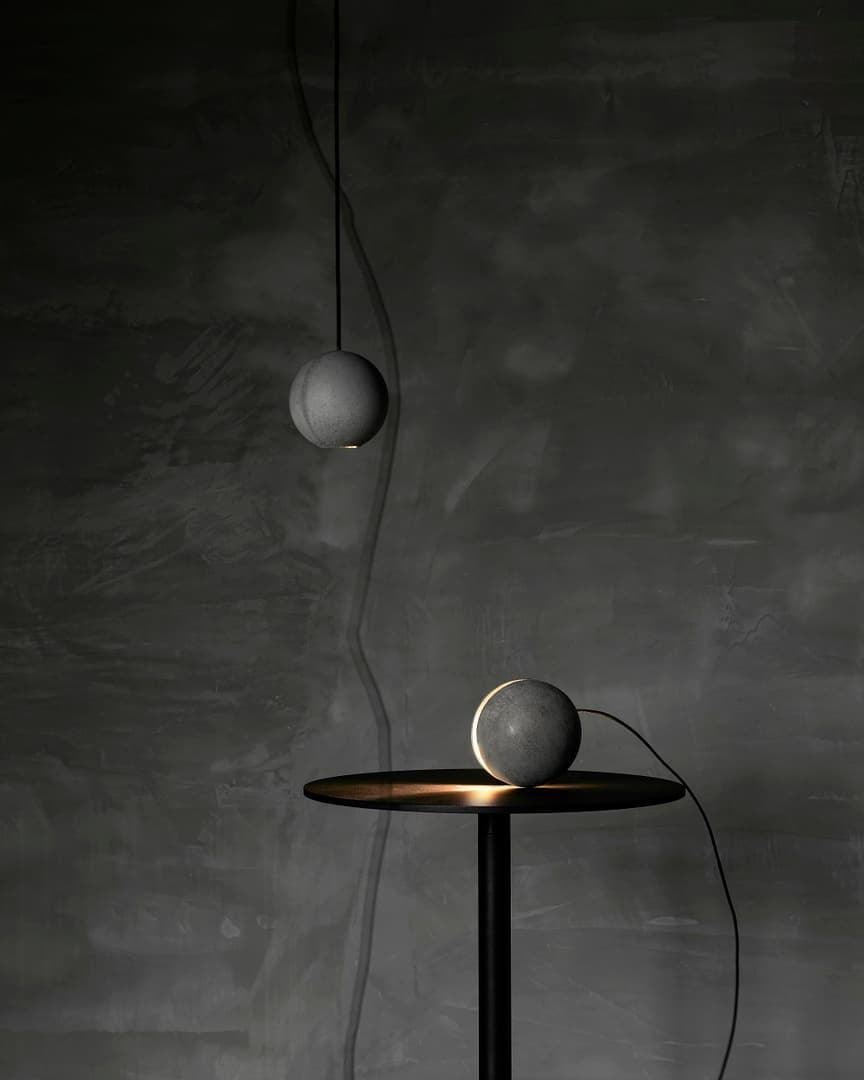 Umi lampa wisząca kula betonowa minimalistyczna industrialna