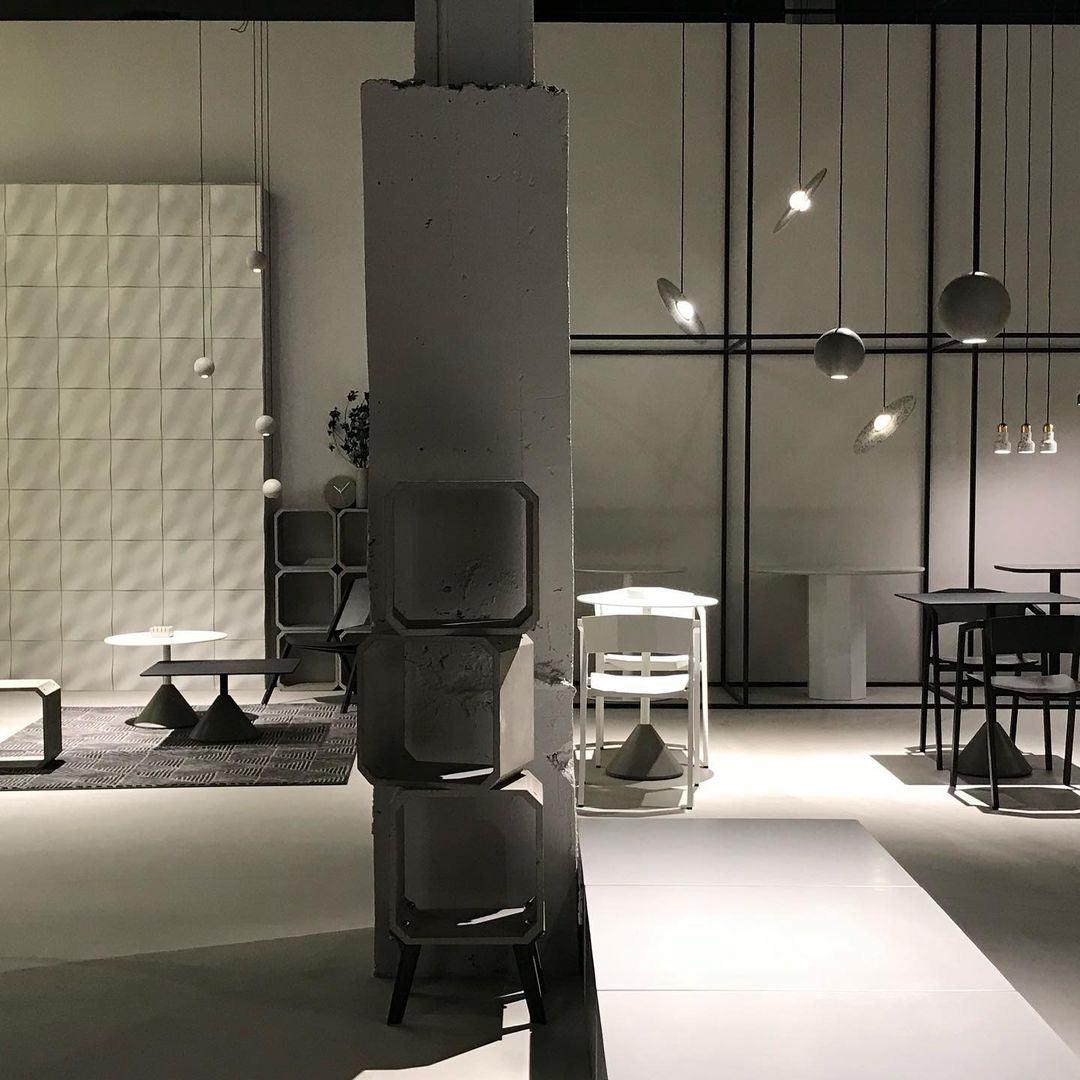 Umi lampa wisząca kula betonowa minimalistyczna industrialna