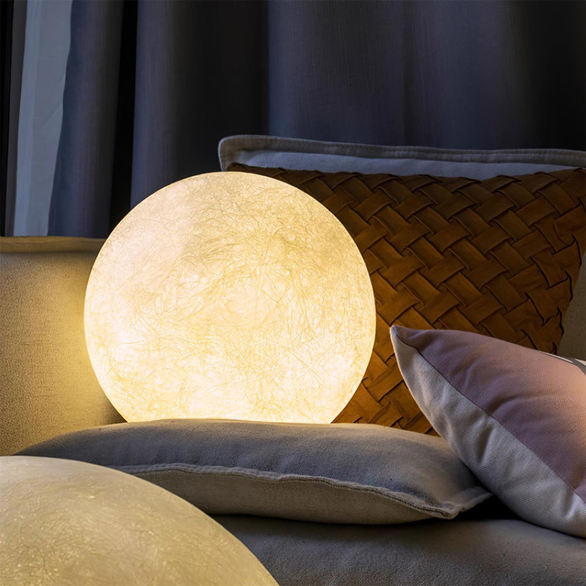 Lampa stołowa Mirarora FRP Fiber Globe Textured Minimalist do sypialni | Cielum