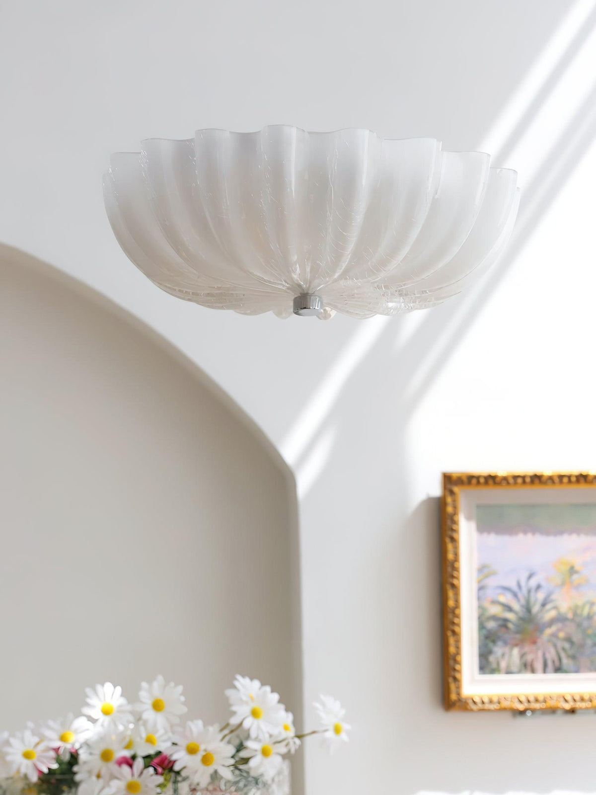 Urelis lampa sufitowa ze szkła wydmowanego w kształcie muszli
