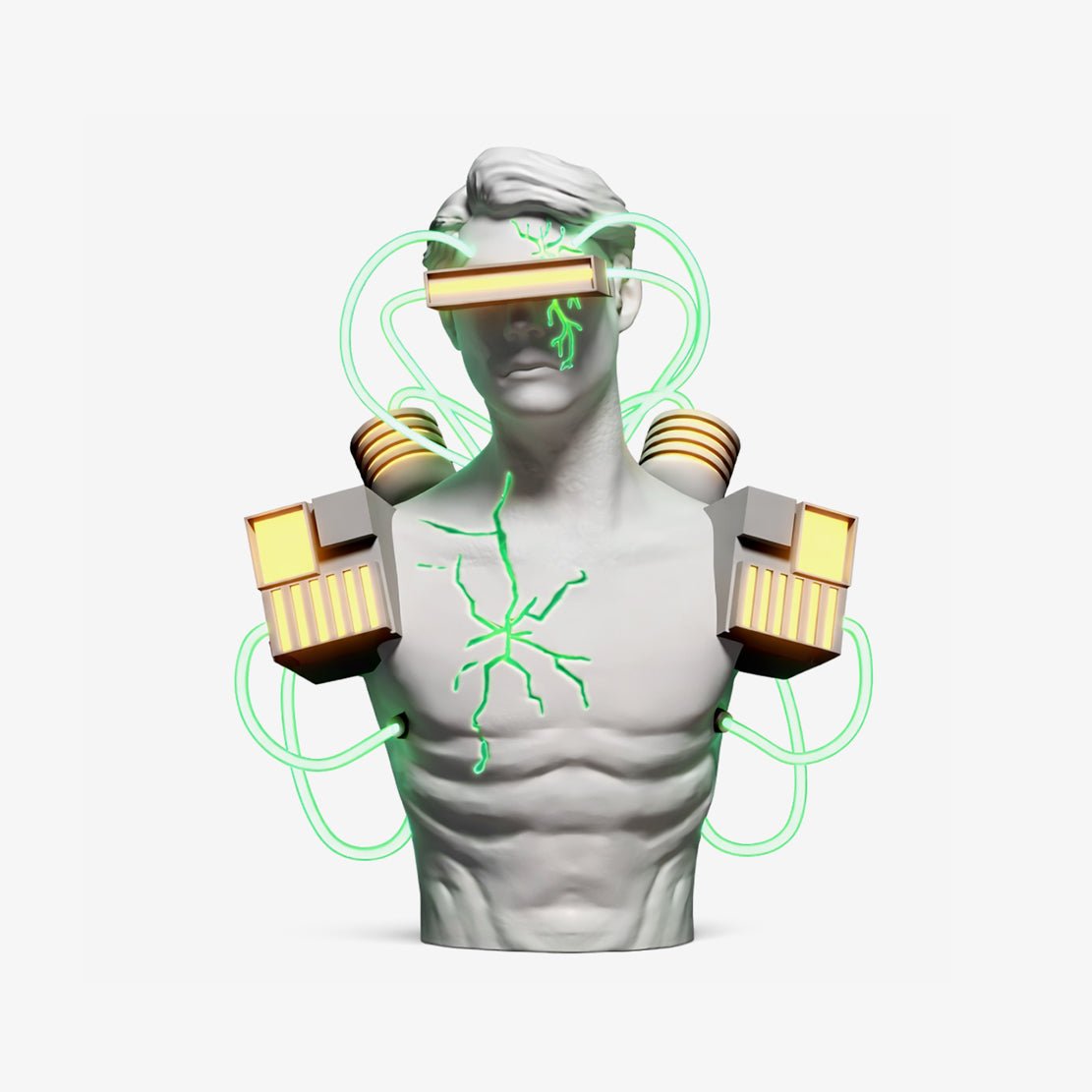 Lampa stołowa Neon Circuit Bust Sculpture