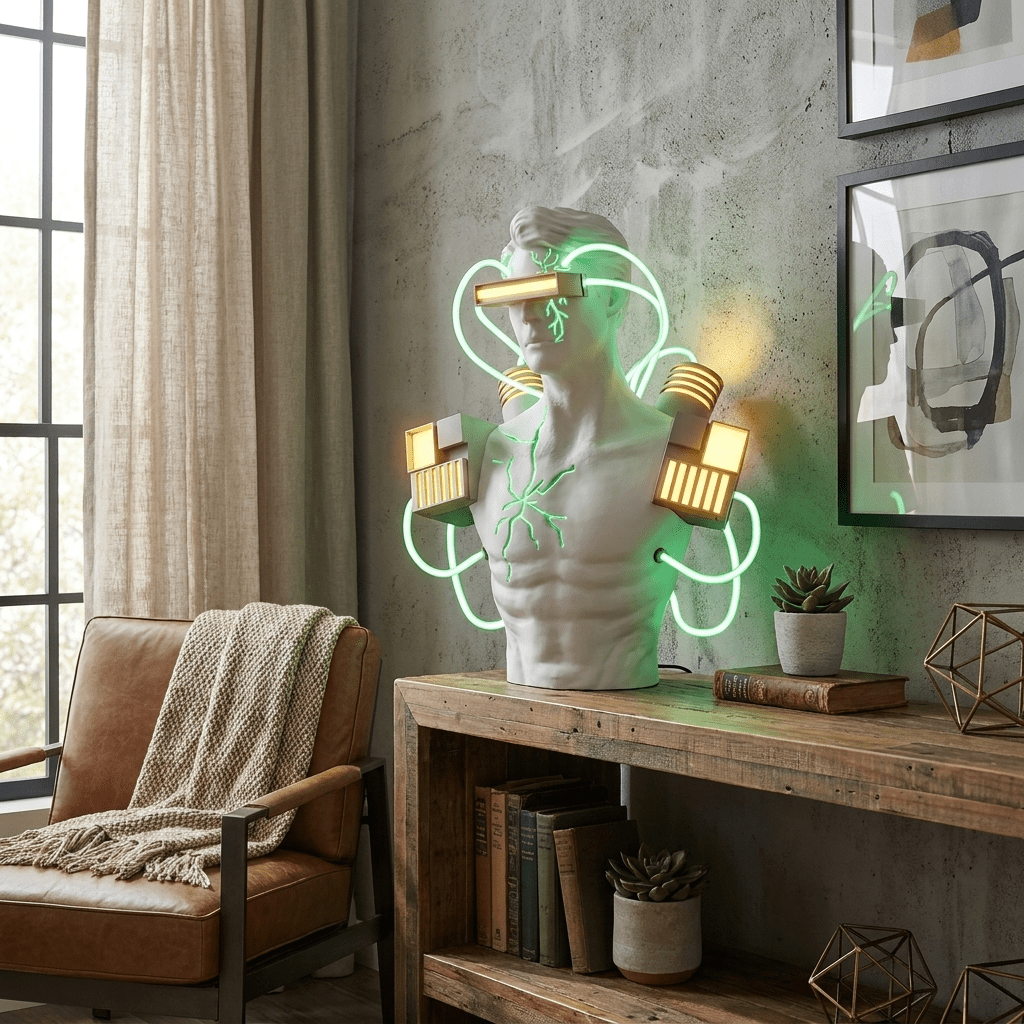Lampa stołowa Neon Circuit Bust Sculpture