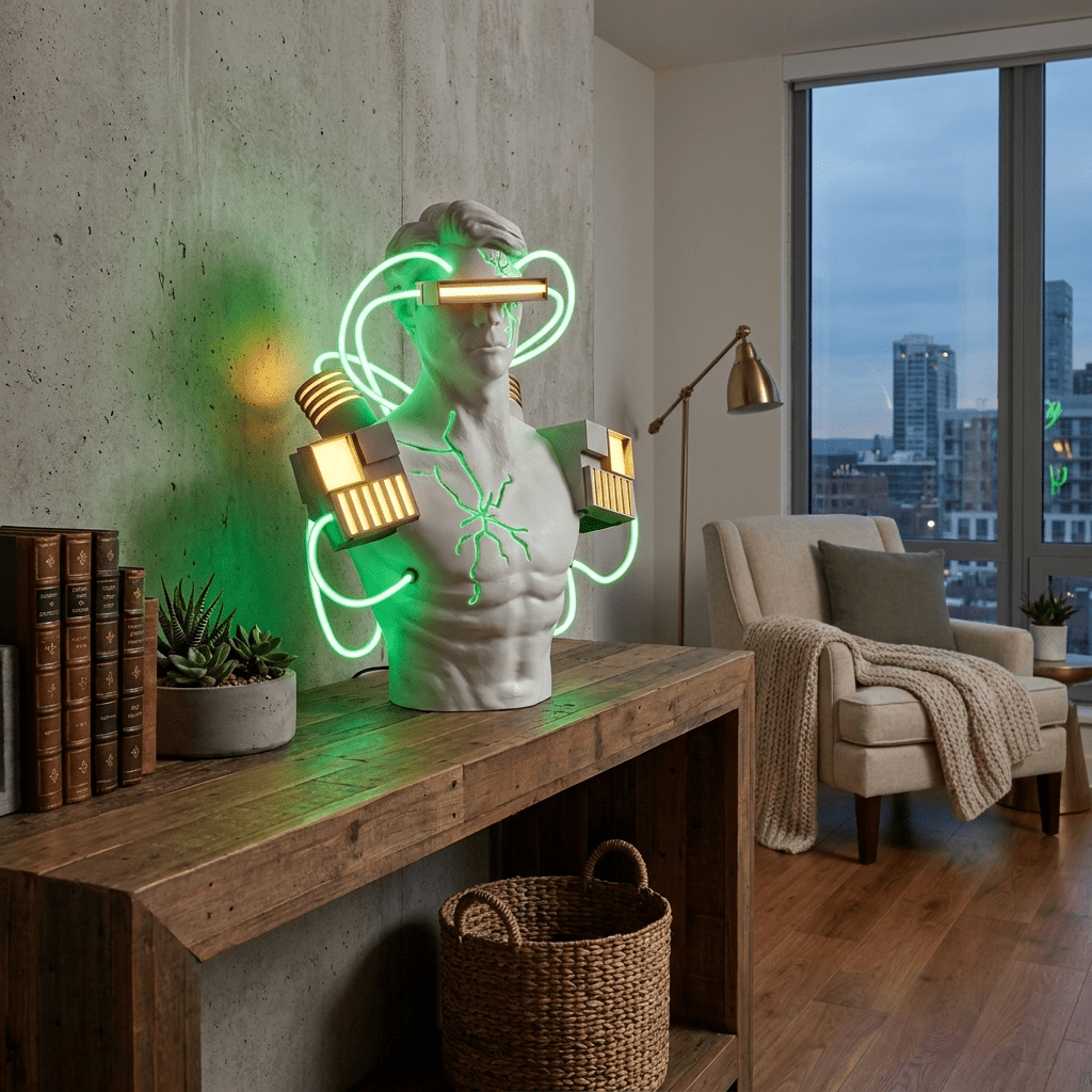 Lampa stołowa Neon Circuit Bust Sculpture