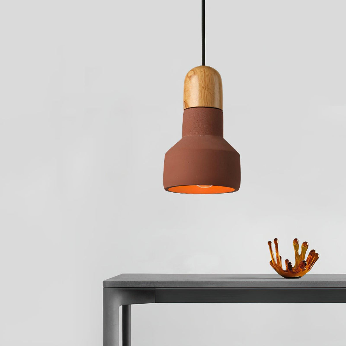 Trio rustykalna lampa wisząca z drewna