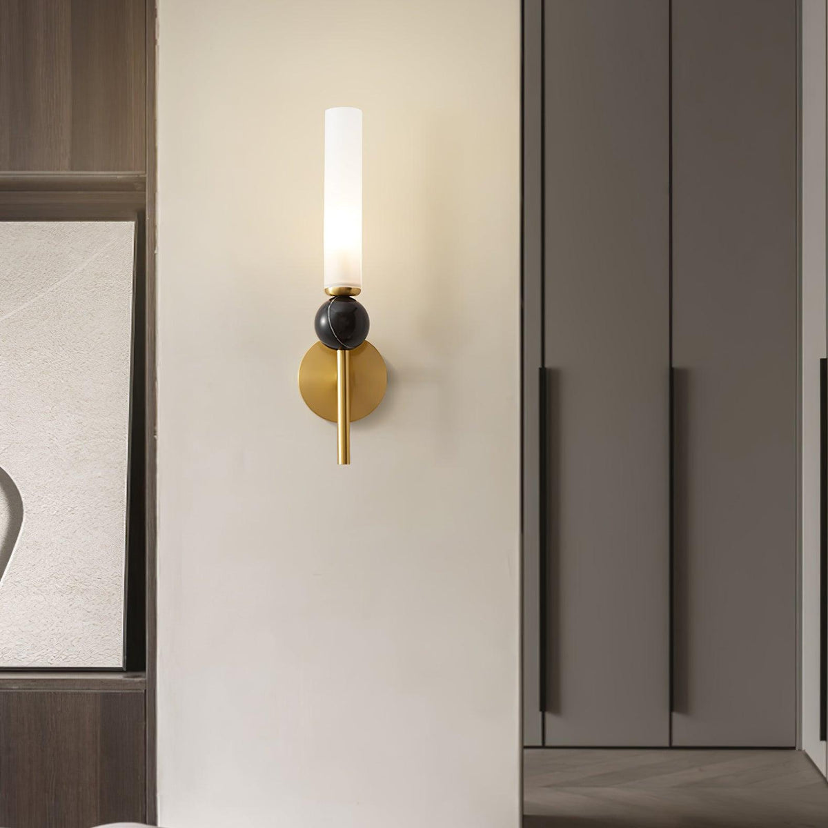 Dulane nowoczesna minimalistyczna kinkietowa lampa ścienna w pionie z marmuru