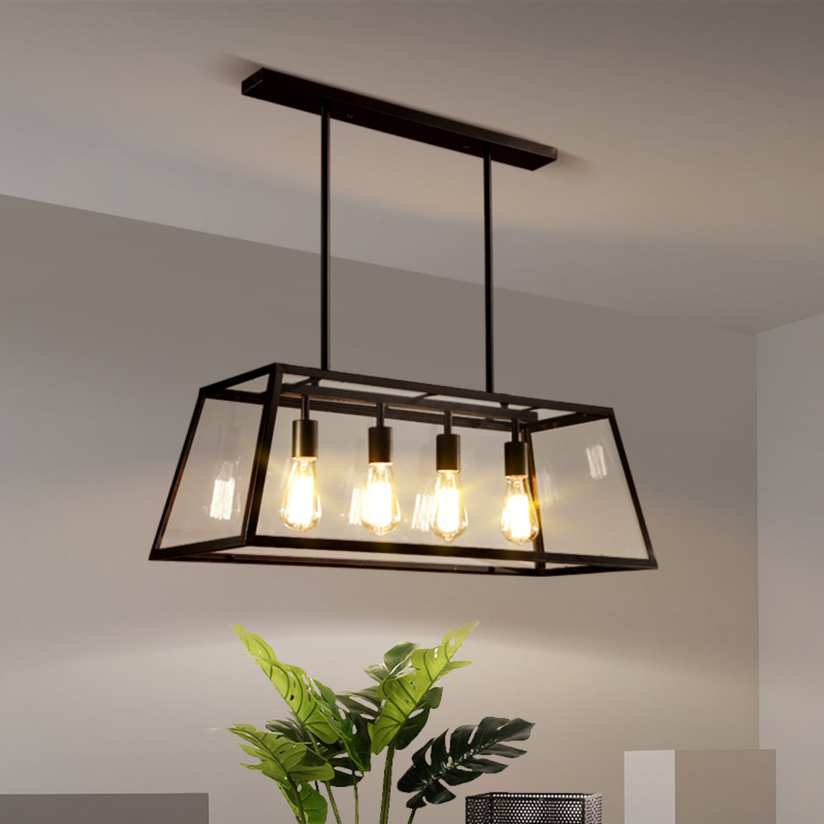 Epoch Industrial LED nowoczesna lampa wisząca czarna/szklana metalowa kuchnia/sypialnia/salon