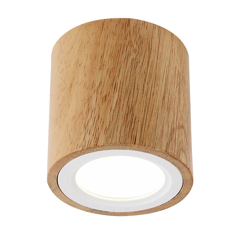 Muto nowoczesna lampa sufitowa drewniana, cylindryczna, korytarz/balkon