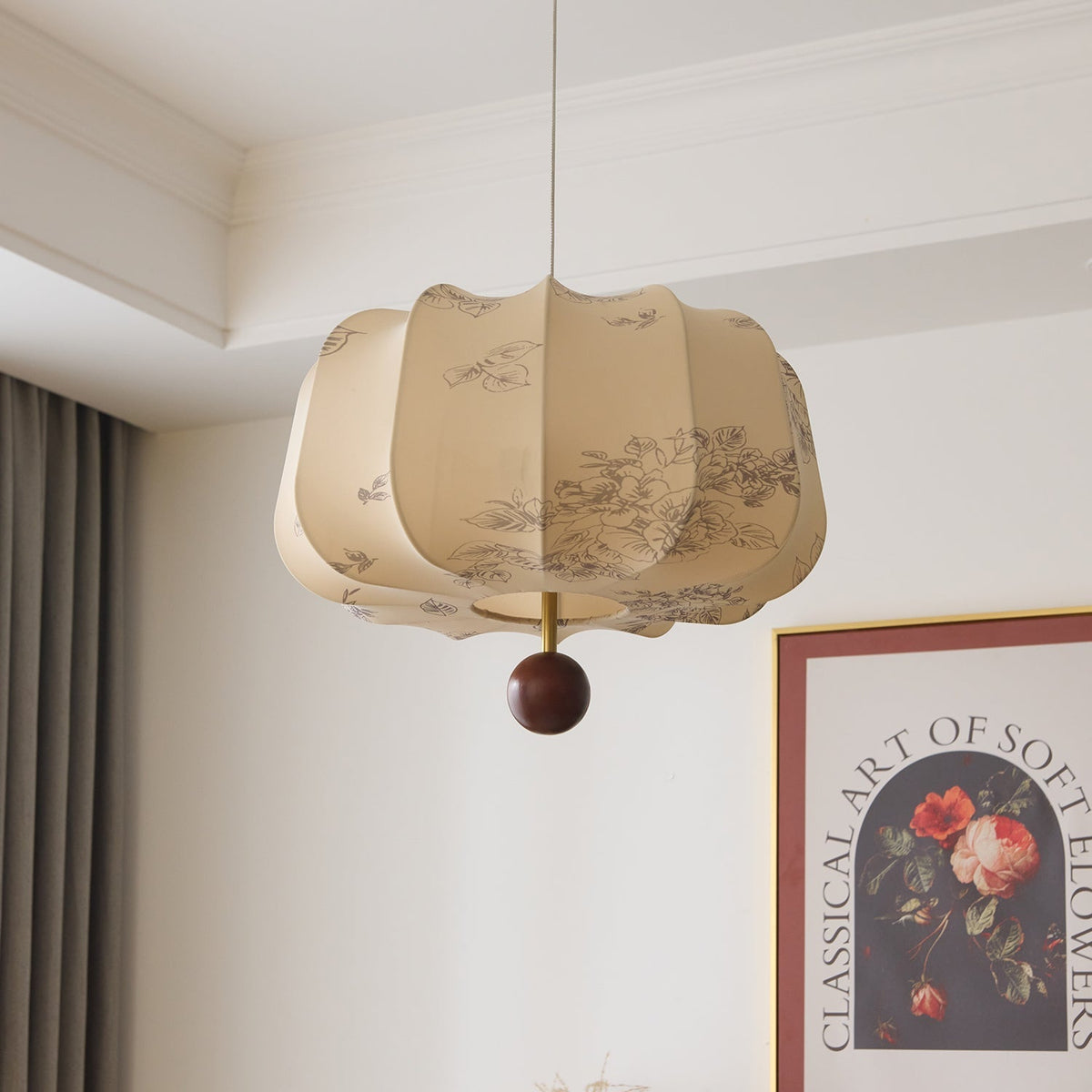 Sylaeria żyrandol wiszący z drewna i płótna