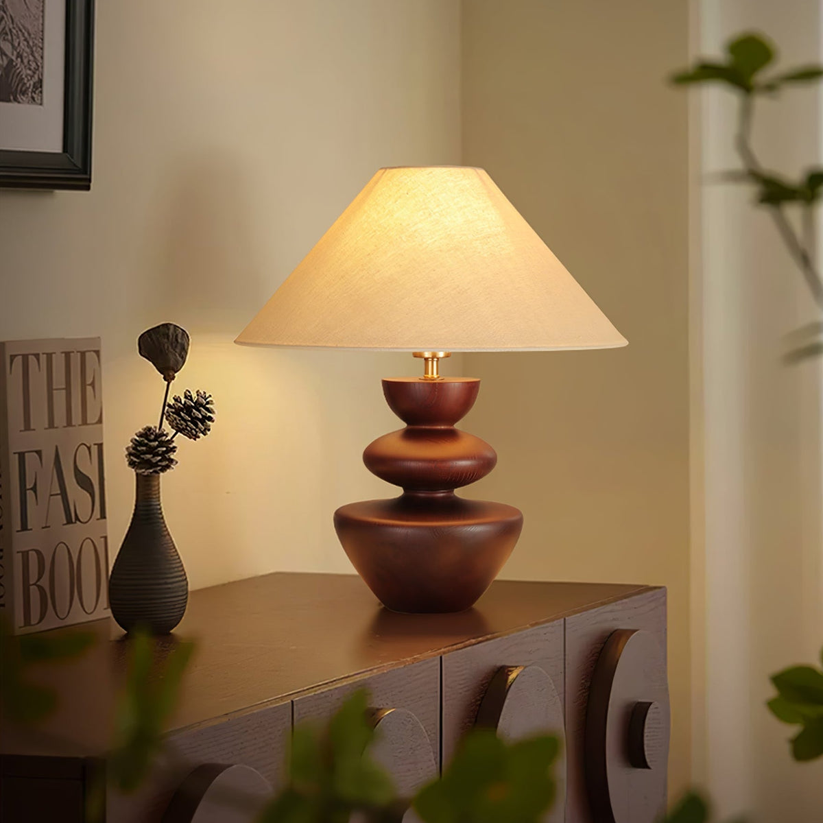 Joanne drewniana lampa stołowa vintage