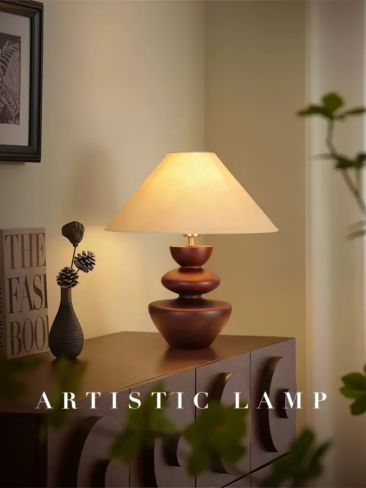 Joanne drewniana lampa stołowa vintage