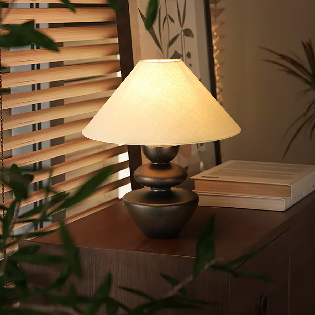 Joanne drewniana lampa stołowa vintage