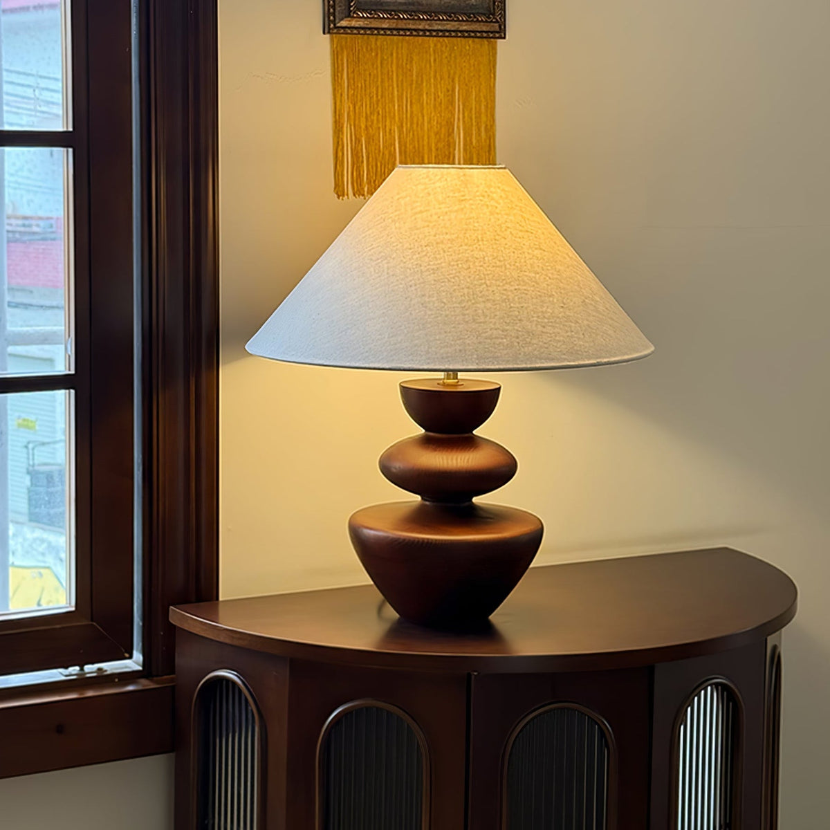 Joanne drewniana lampa stołowa vintage