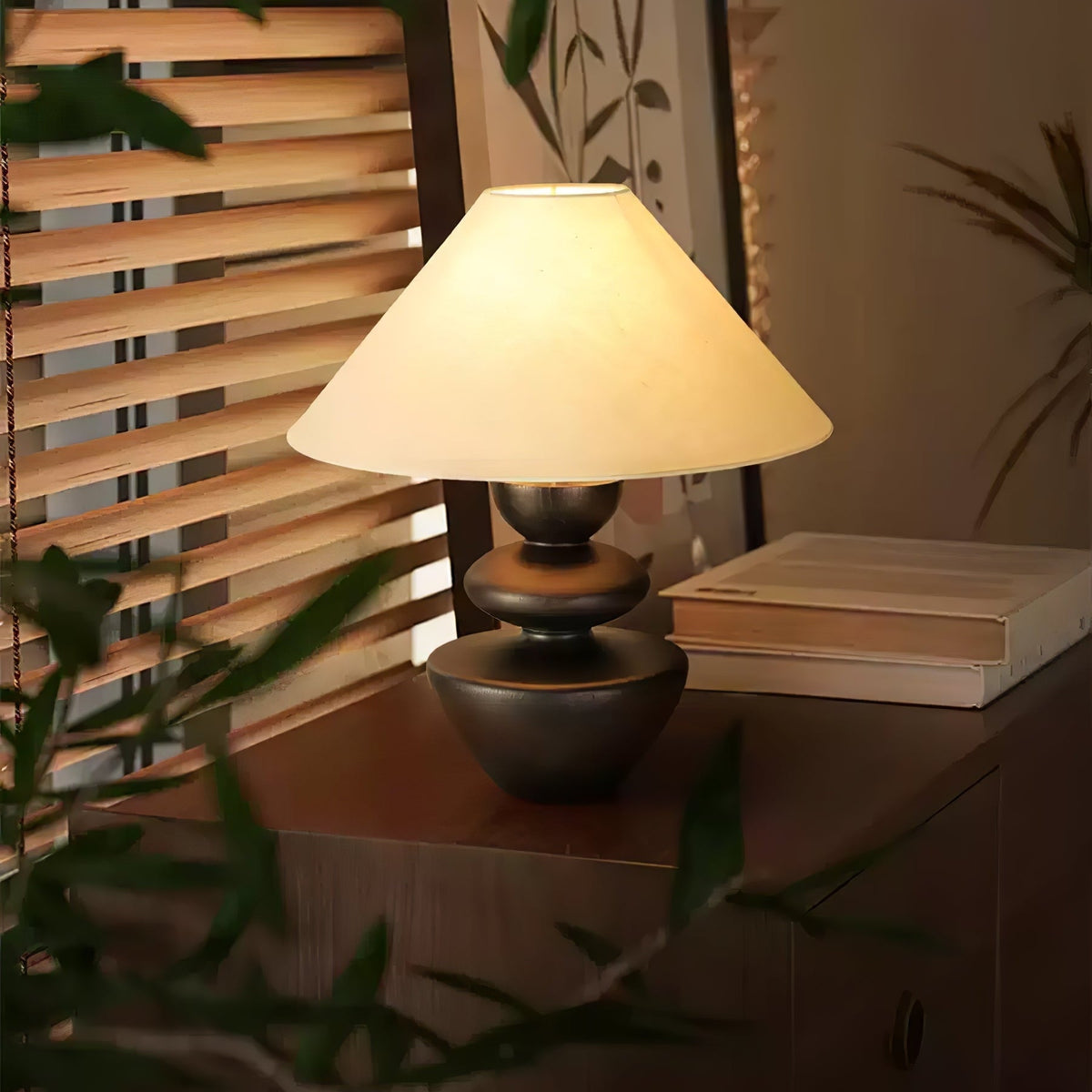 Joanne drewniana lampa stołowa vintage