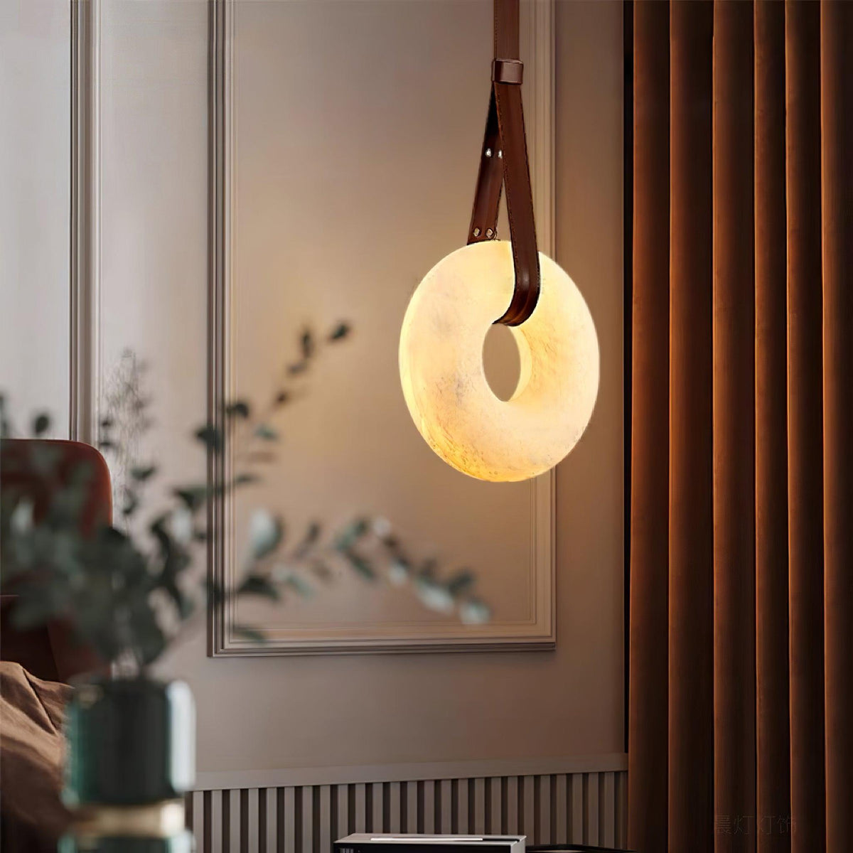 Oslo lampa wisząca Alabaster Ring Straps skandynawski