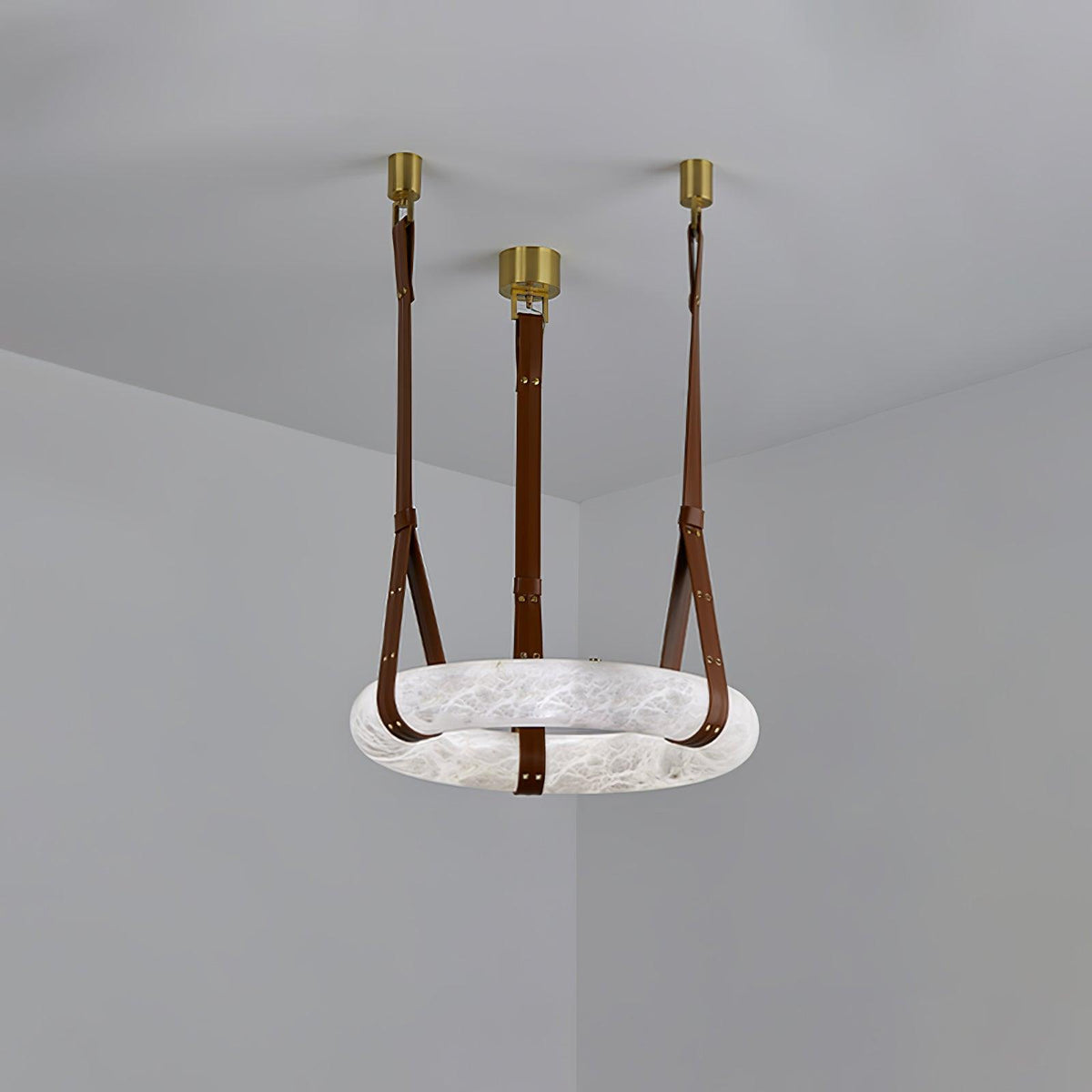 Oslo lampa wisząca Alabaster Ring Straps skandynawski