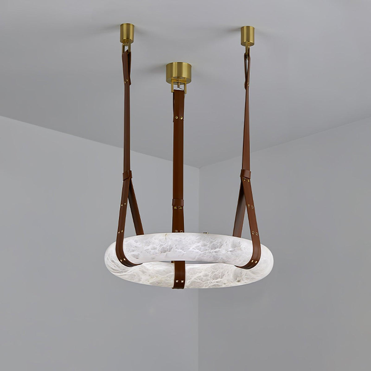 Oslo lampa wisząca Alabaster Ring Straps skandynawski