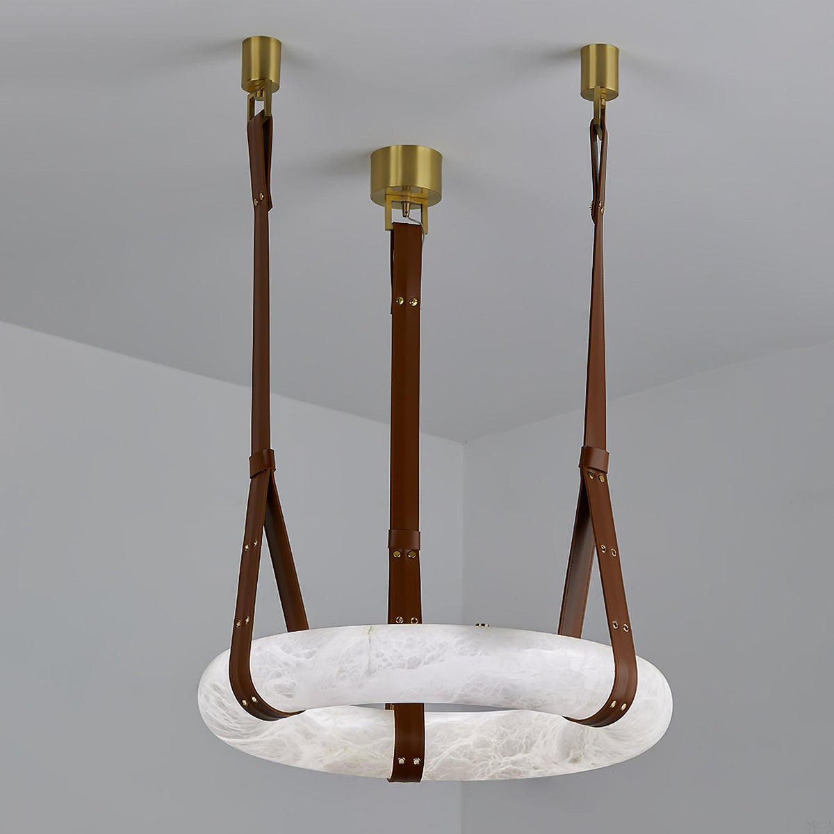 Oslo lampa wisząca Alabaster Ring Straps skandynawski